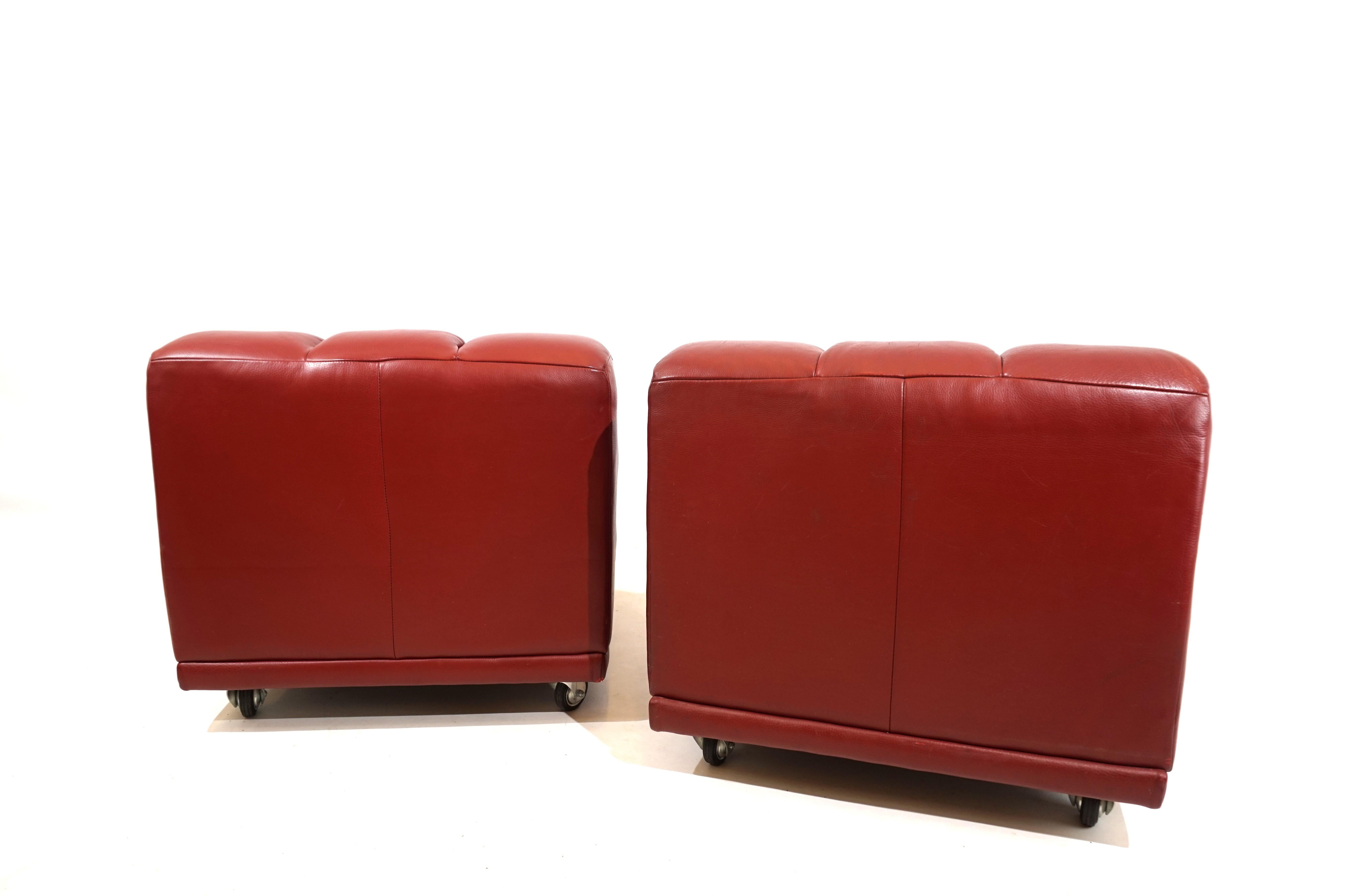 Leather modular armchair set of 2 Italy 70s 3
