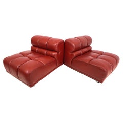 Used Leather modular armchair set of 2 Italy 70s