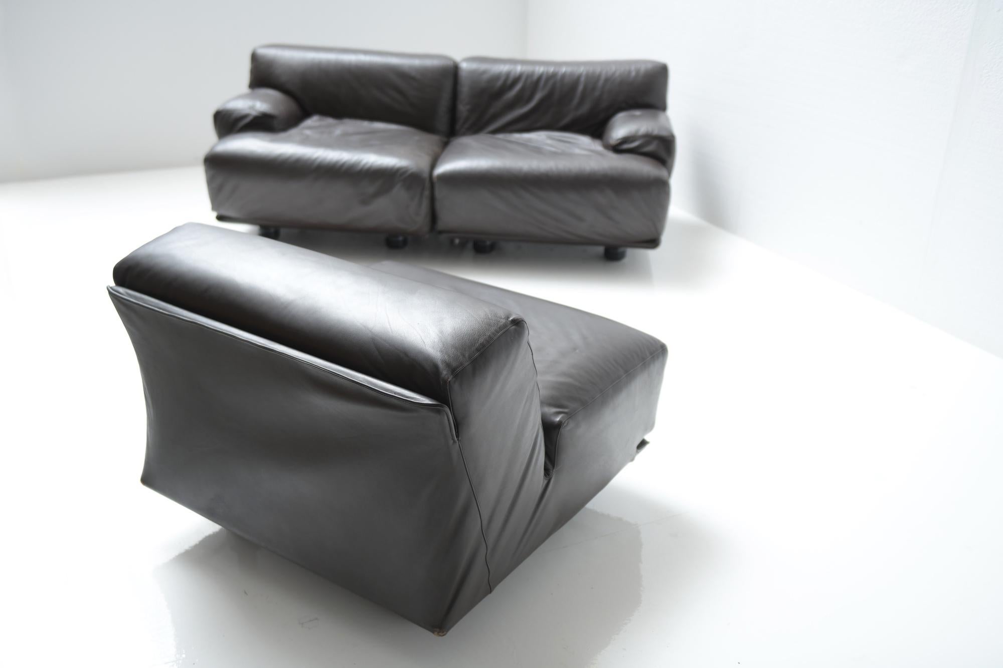 Modulares Fiandra-Sofa aus Leder von Vico Magistretti für Cassina, Italien im Angebot 3