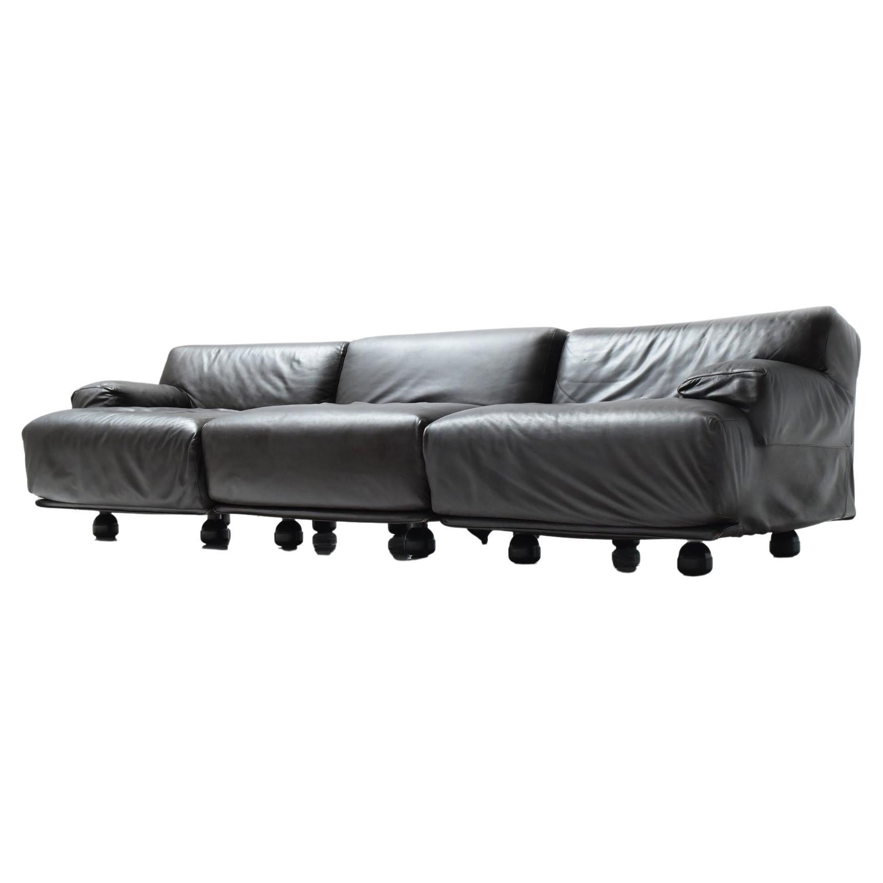Modulares Fiandra-Sofa aus Leder von Vico Magistretti für Cassina, Italien im Angebot