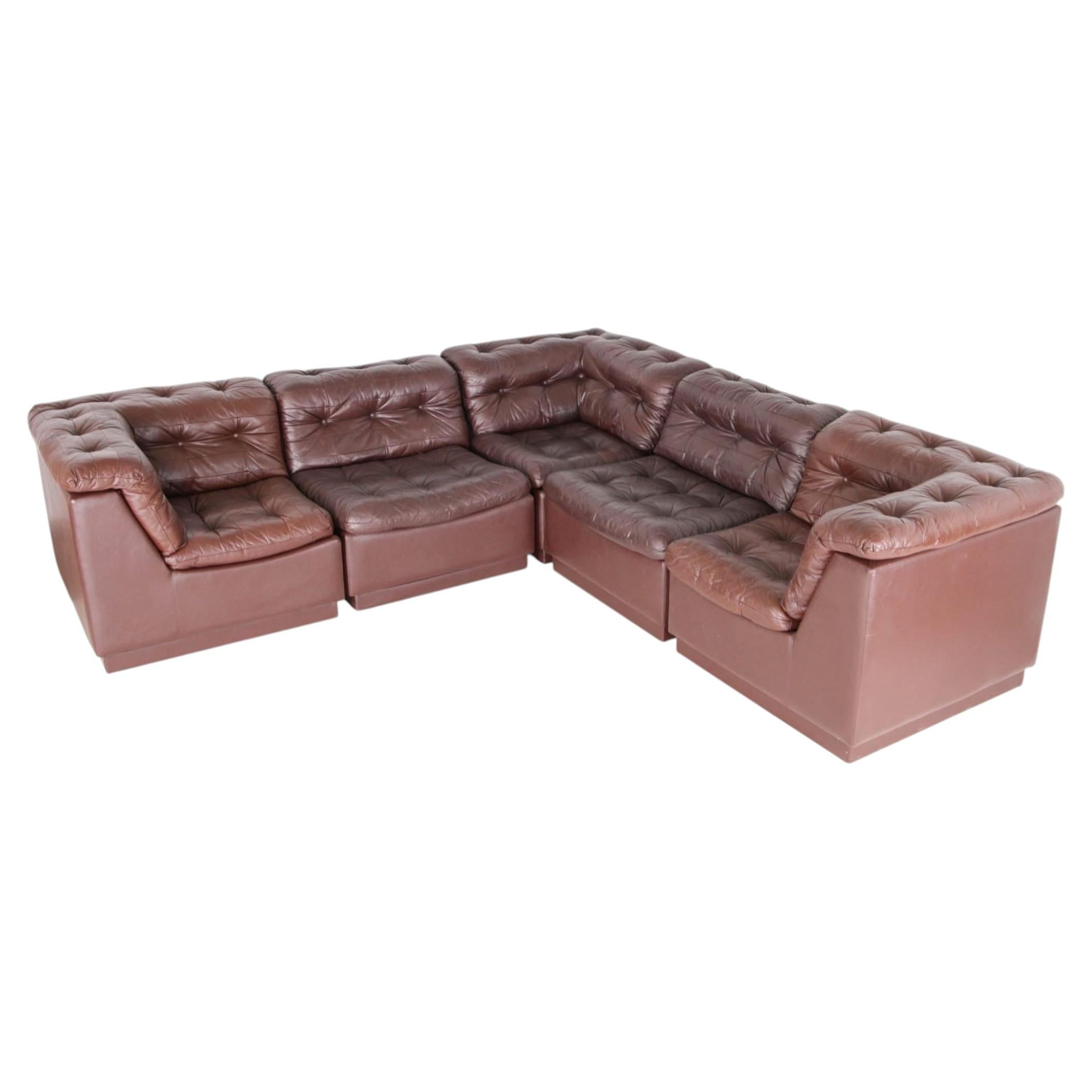 Leather modular sofa For Sale