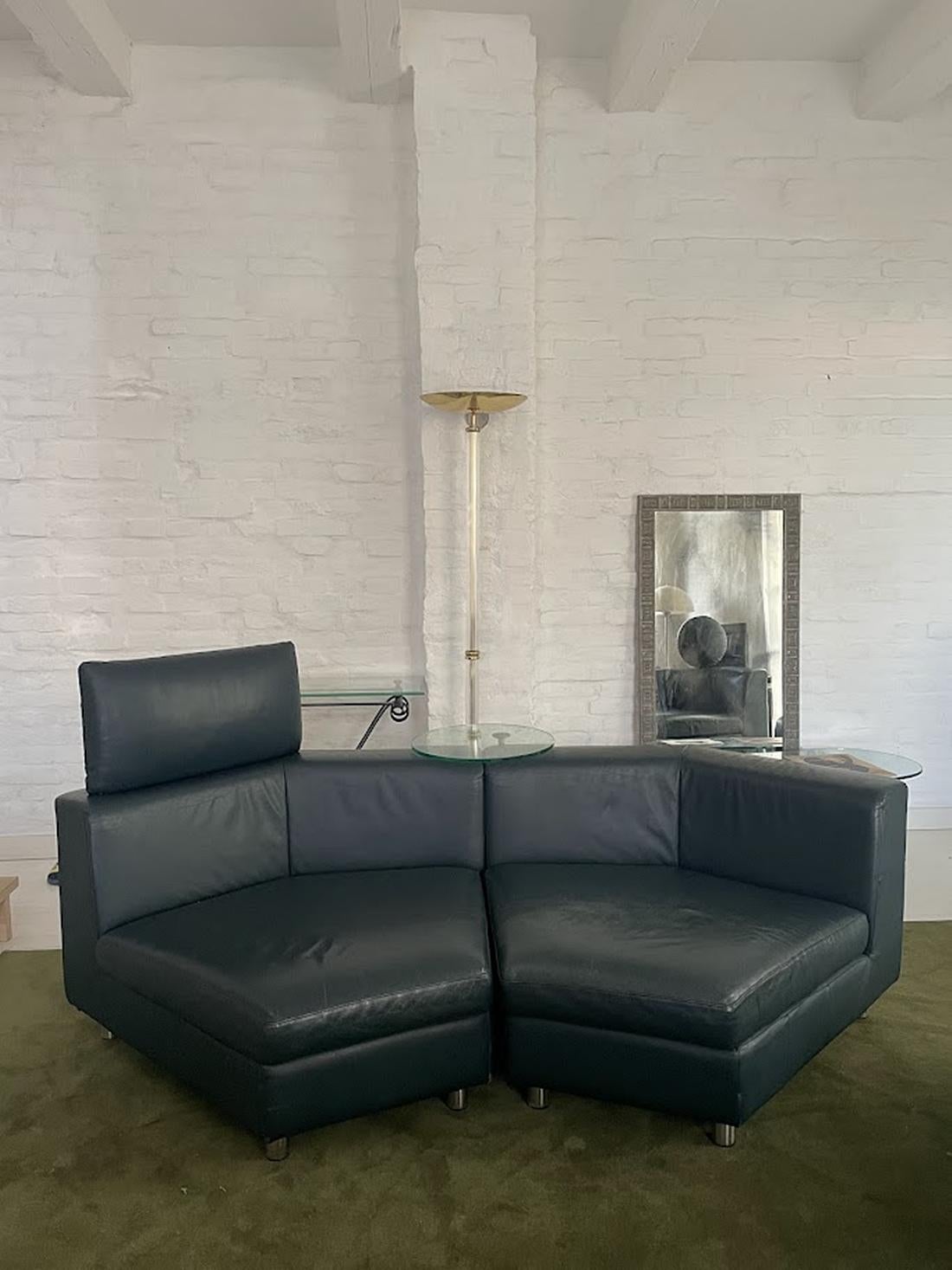 German Leather Modular Sofa Set by Rolf Benz 1990s For Sale
