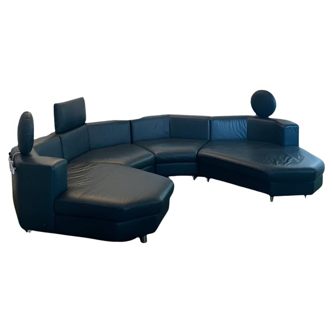 Leather Modular Sofa Set by Rolf Benz 1990s