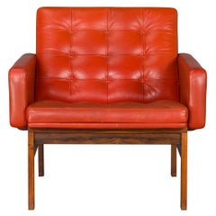 Leather 'Moduline' Red Easy Chair by Ole Gjerlov-Knudsen for France & Son, 1962