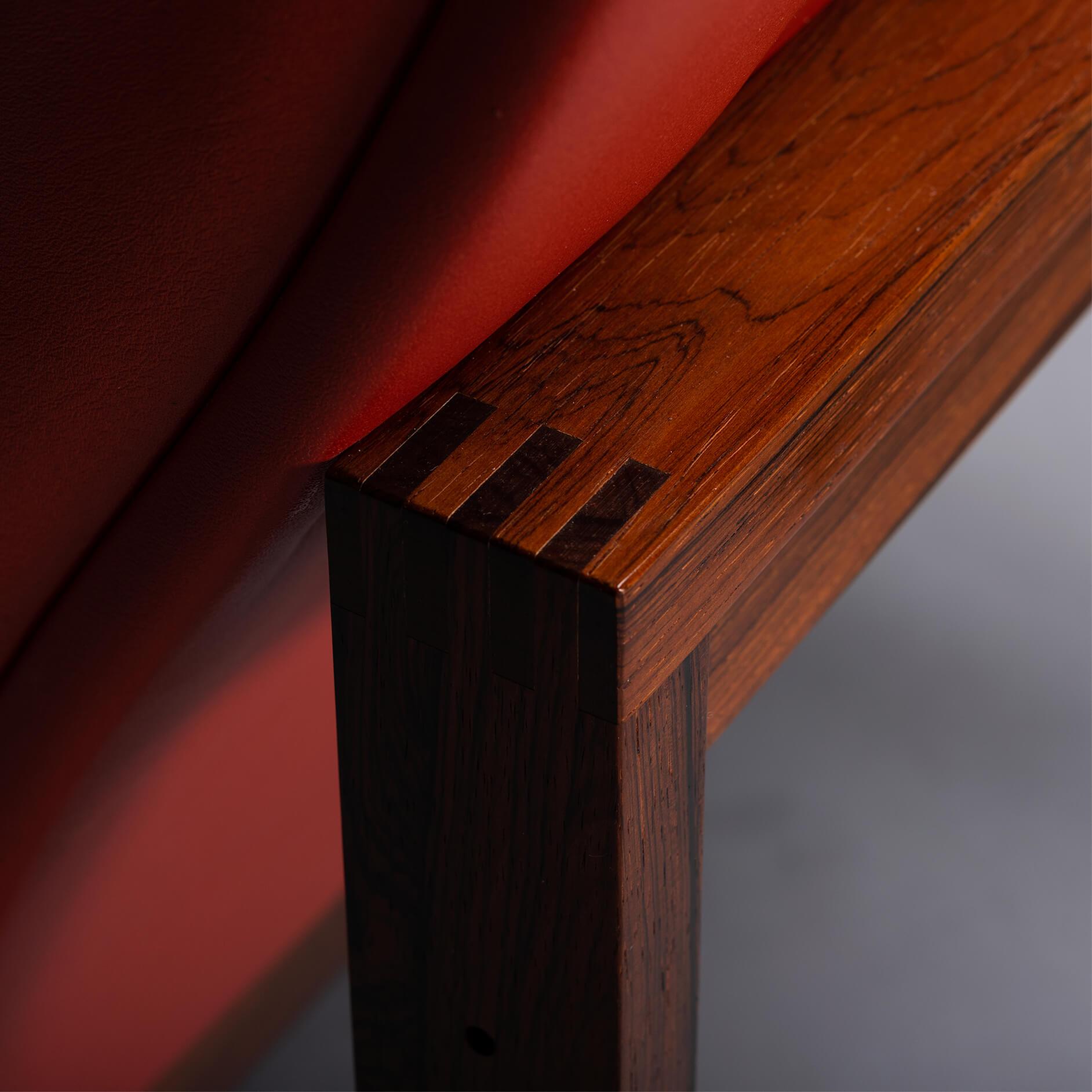 Ensemble de fauteuil en cuir rouge « Moduline » avec table d'Ole Gjerlov-Knudsen, 1962 en vente 7