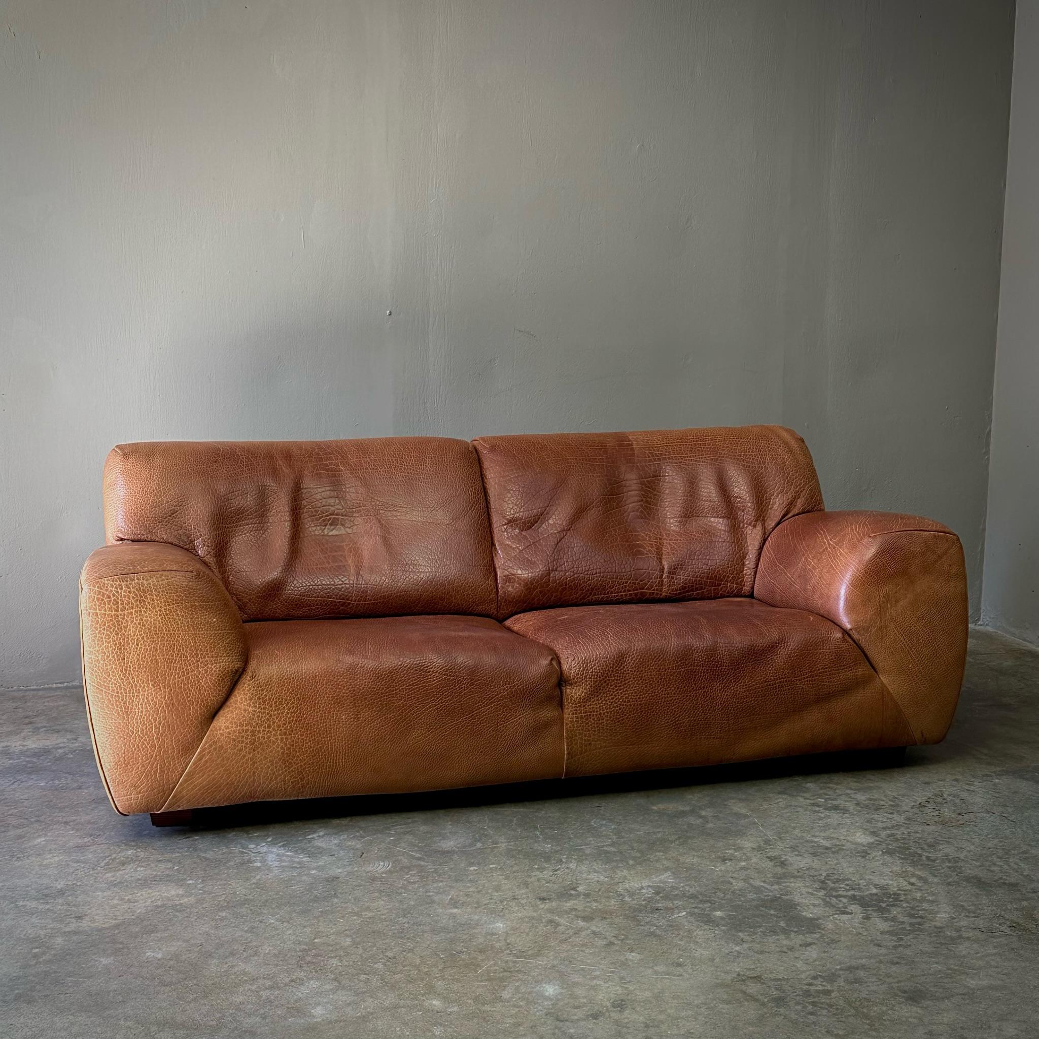Late 20th Century Leather Molinari Sofa
