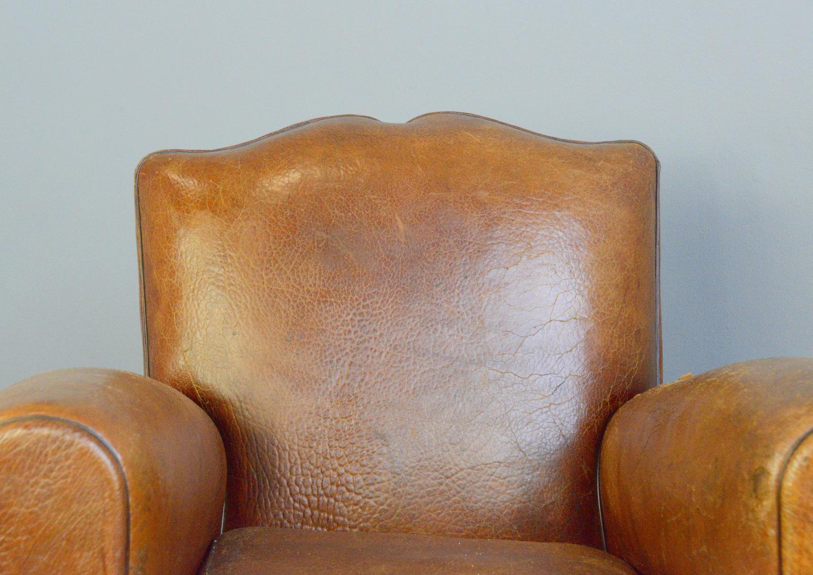 Leather Moustache Back Armchair, circa 1930s In Good Condition In Gloucester, GB