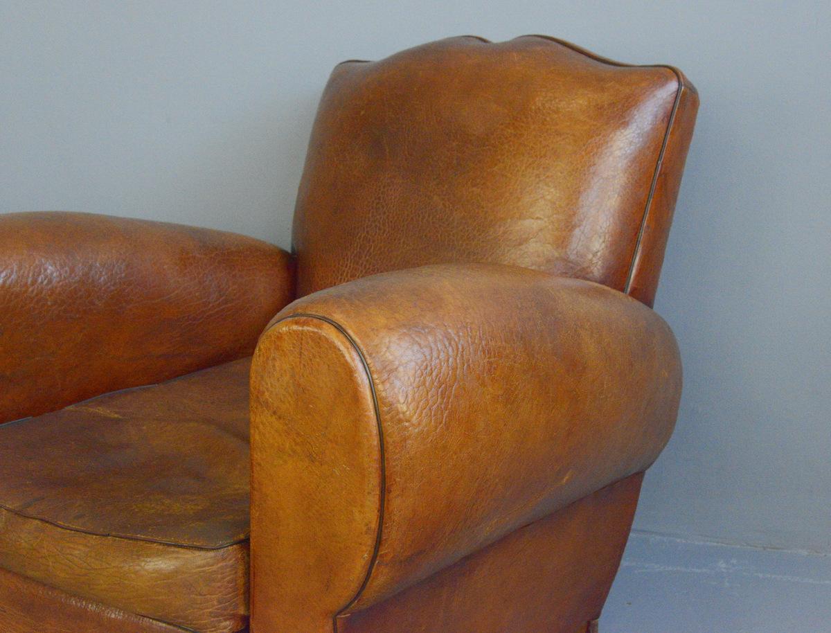 Leather Moustache Back Armchairs, circa 1930s In Good Condition In Gloucester, GB