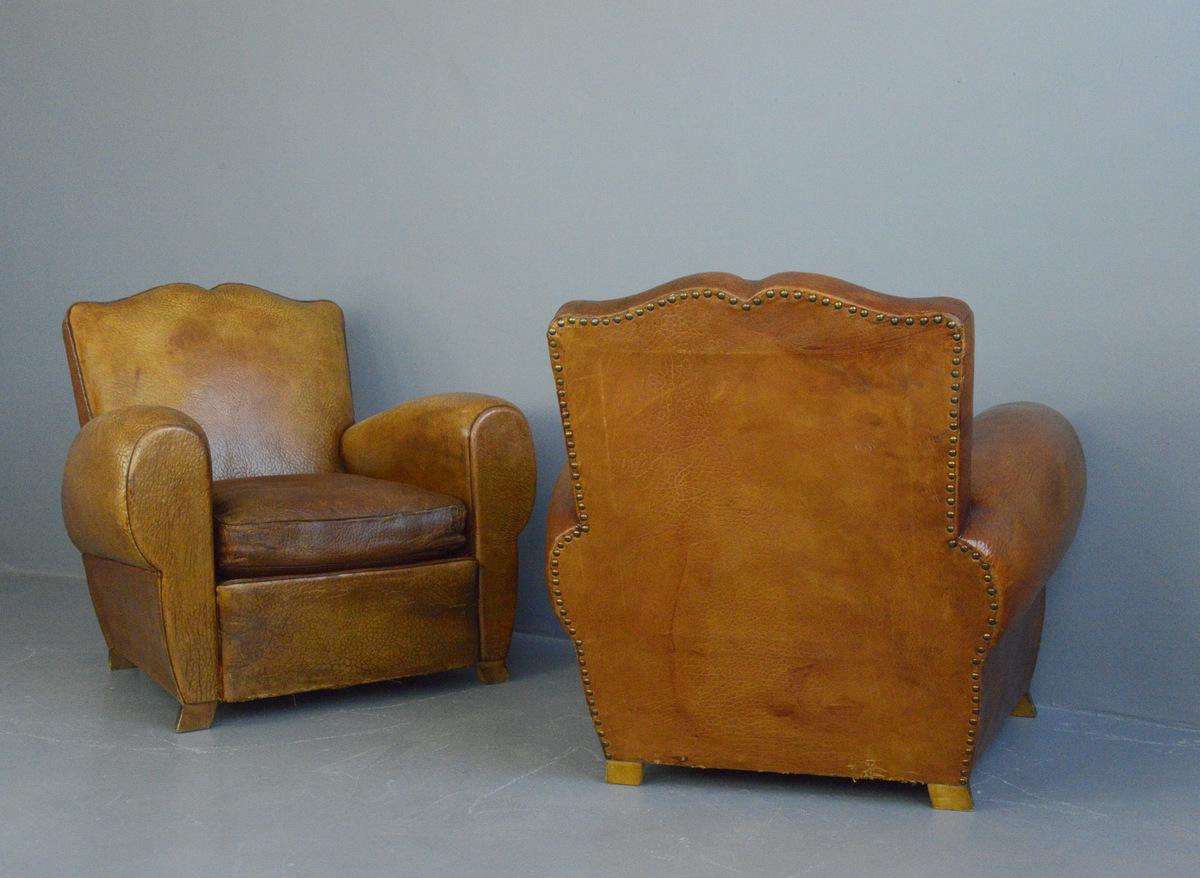 Leather Moustache Back Armchairs, circa 1930s 3
