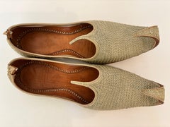 Leather Mughal Moorish Shoes with Gold Embroidered
