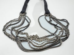 Leather Multi Chain Necklace Silver Plated, Paris - J Dauphin