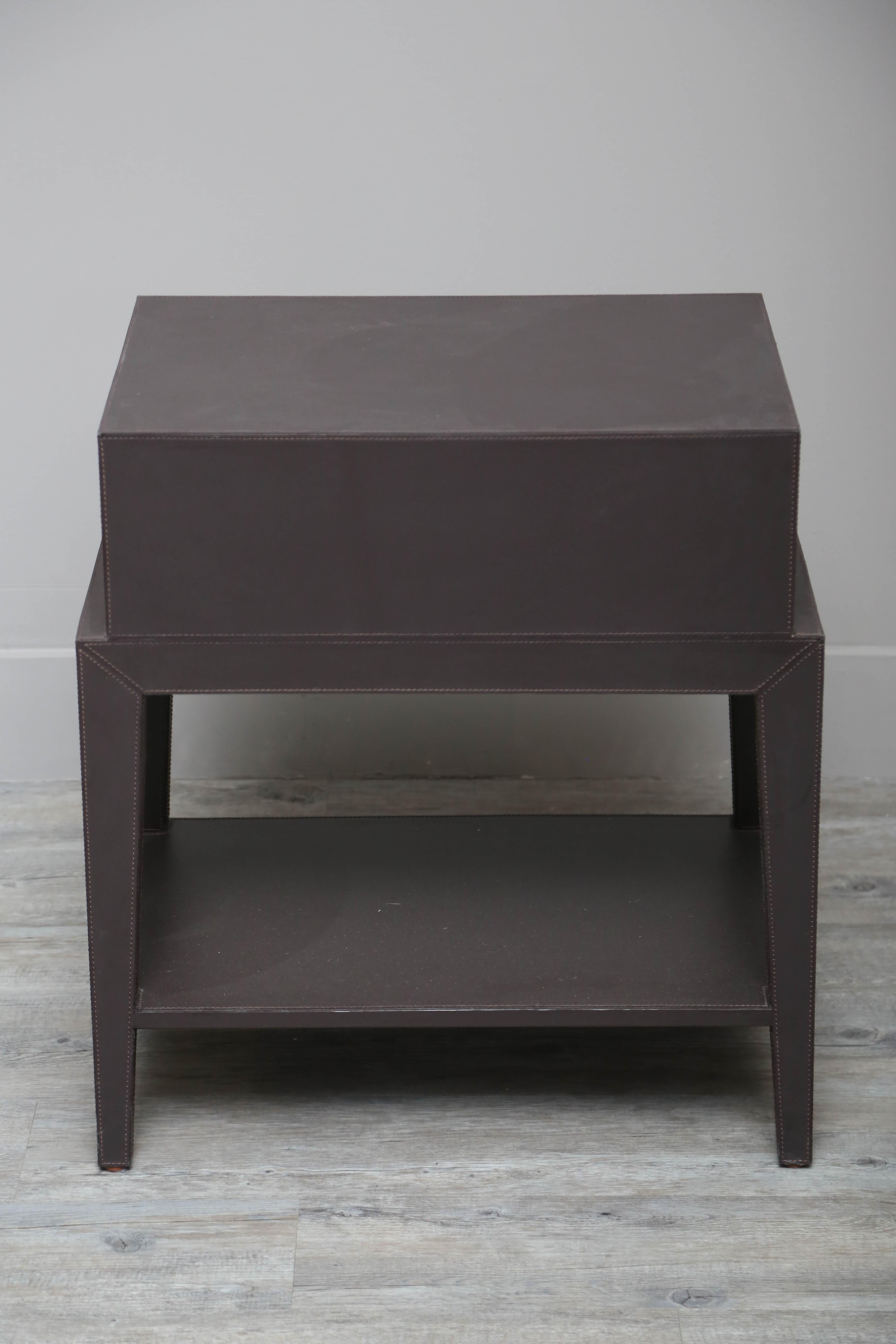 Leather Nightstand or Side Table by Serge de Troyer, Italy, 2018 2