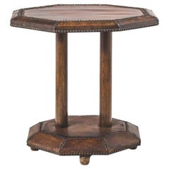 Leather Octagonal Side Table, England, circa 1920