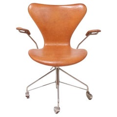 Leather Office Chair, Arne Jacobsen