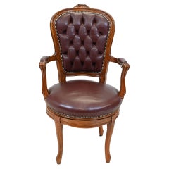 Leather Office Chair Chesterfield Swivel Deep Button
