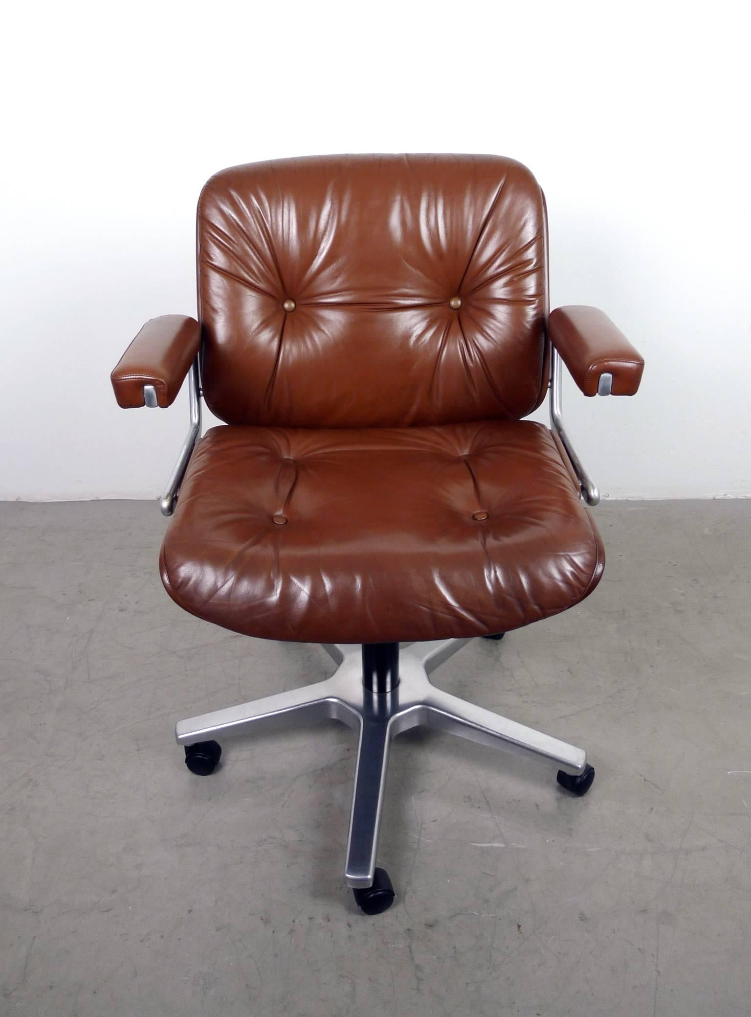 Leather Office Swivel Chair from Stoll Giroflex AG, Switzerland, 1970s In Good Condition In Berlin, DE