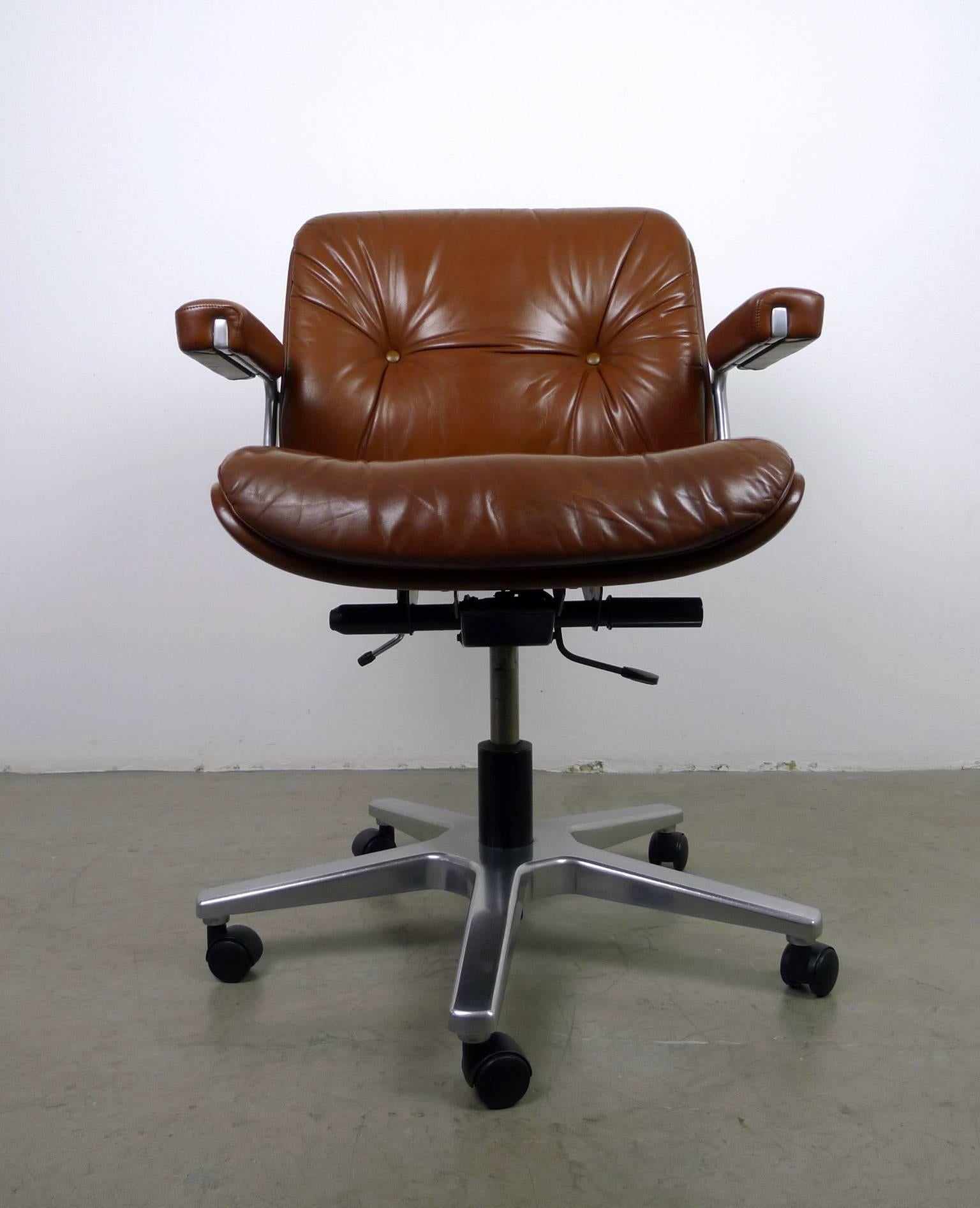 20th Century Leather Office Swivel Chair from Stoll Giroflex AG, Switzerland, 1970s