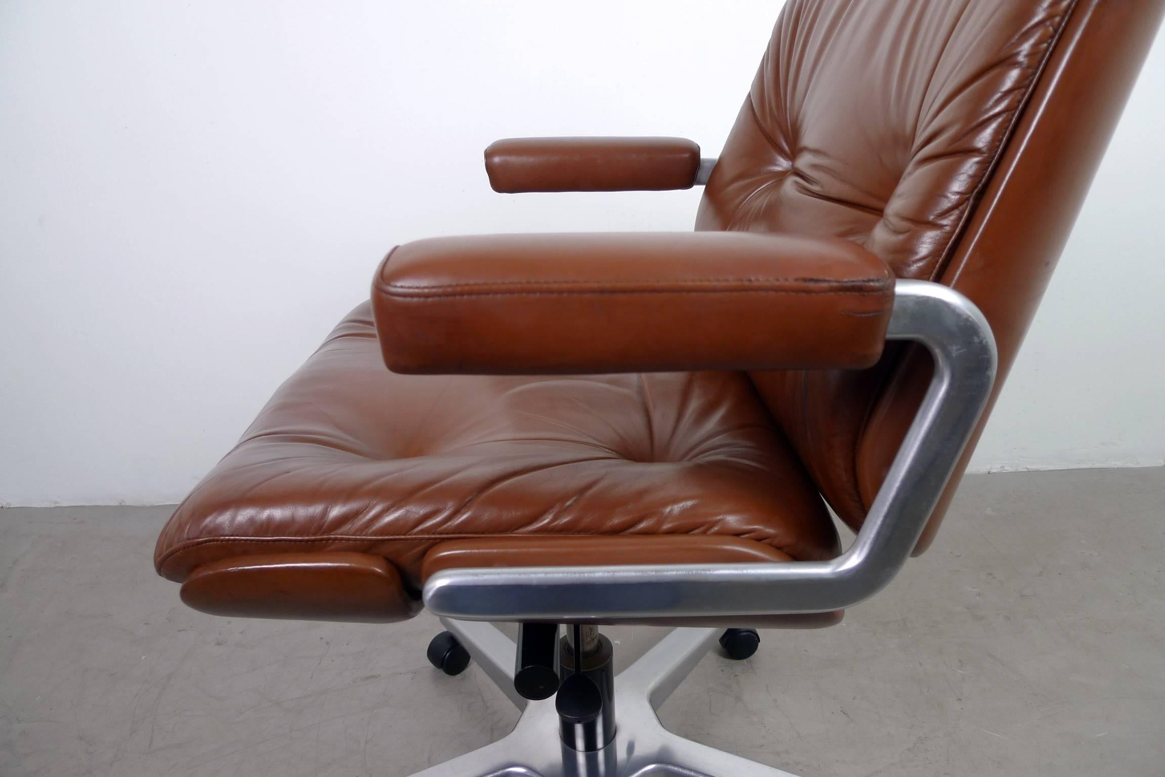 Leather Office Swivel Chair from Stoll Giroflex AG, Switzerland, 1970s 2