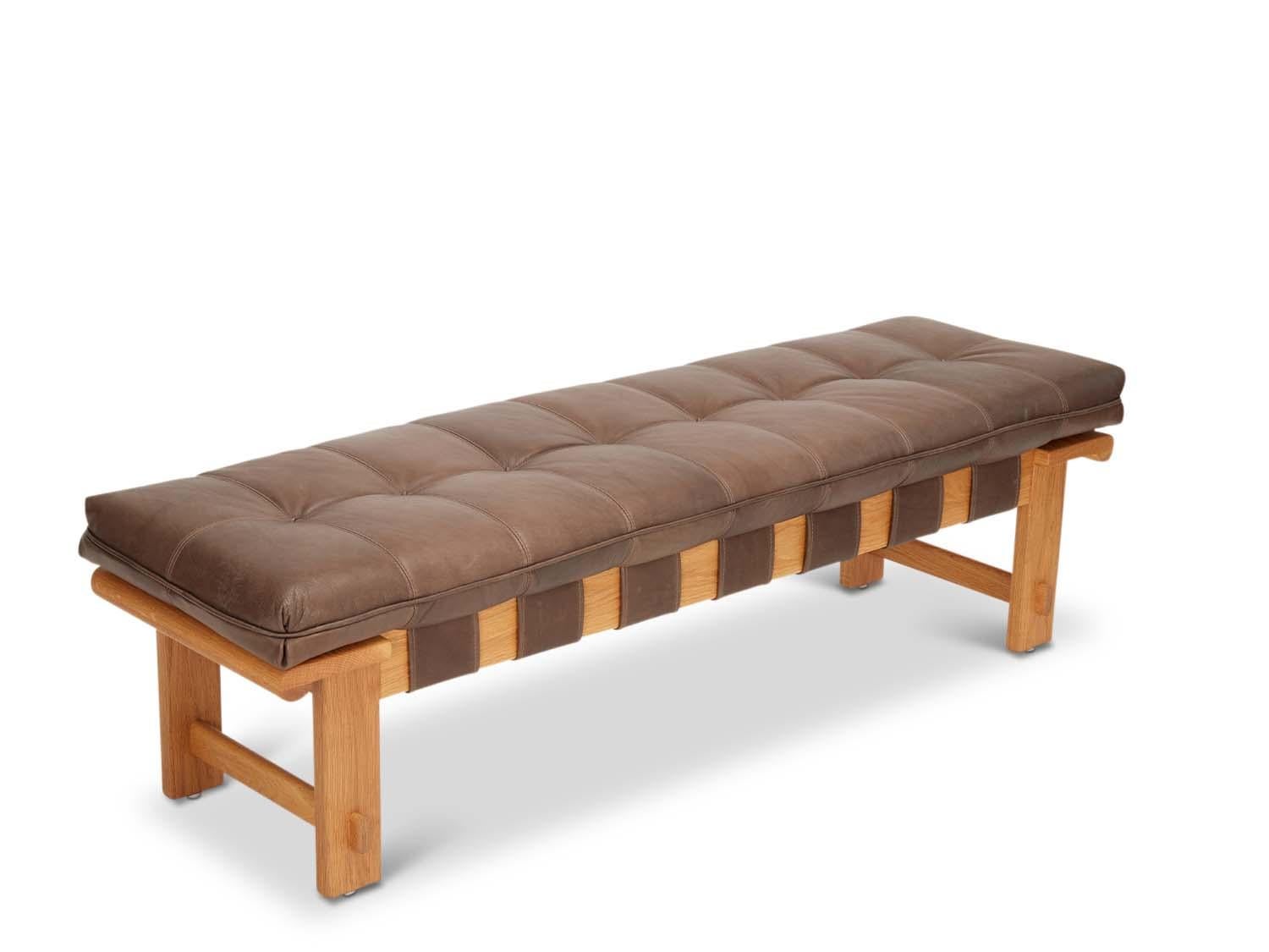 Mid-Century Modern Leather Ojai Bench by Lawson-Fenning For Sale