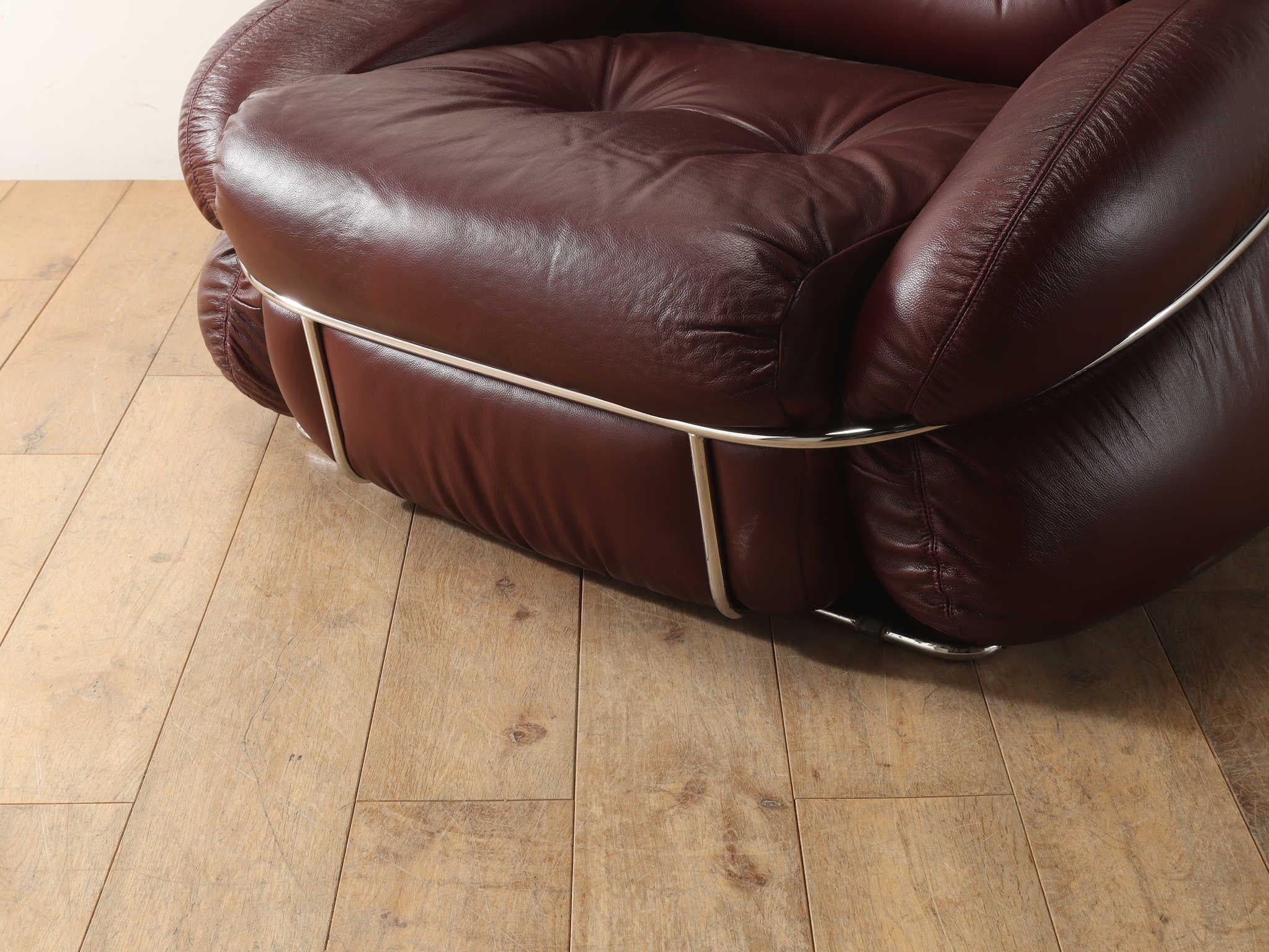 Leather Okay Armchair by Adriano Piazzesi , Italy 1970s 4