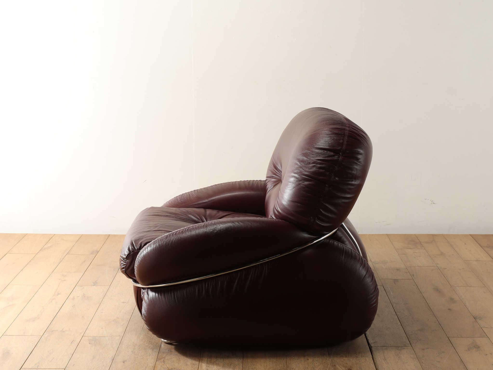 Late 20th Century Leather Okay Armchair by Adriano Piazzesi , Italy 1970s