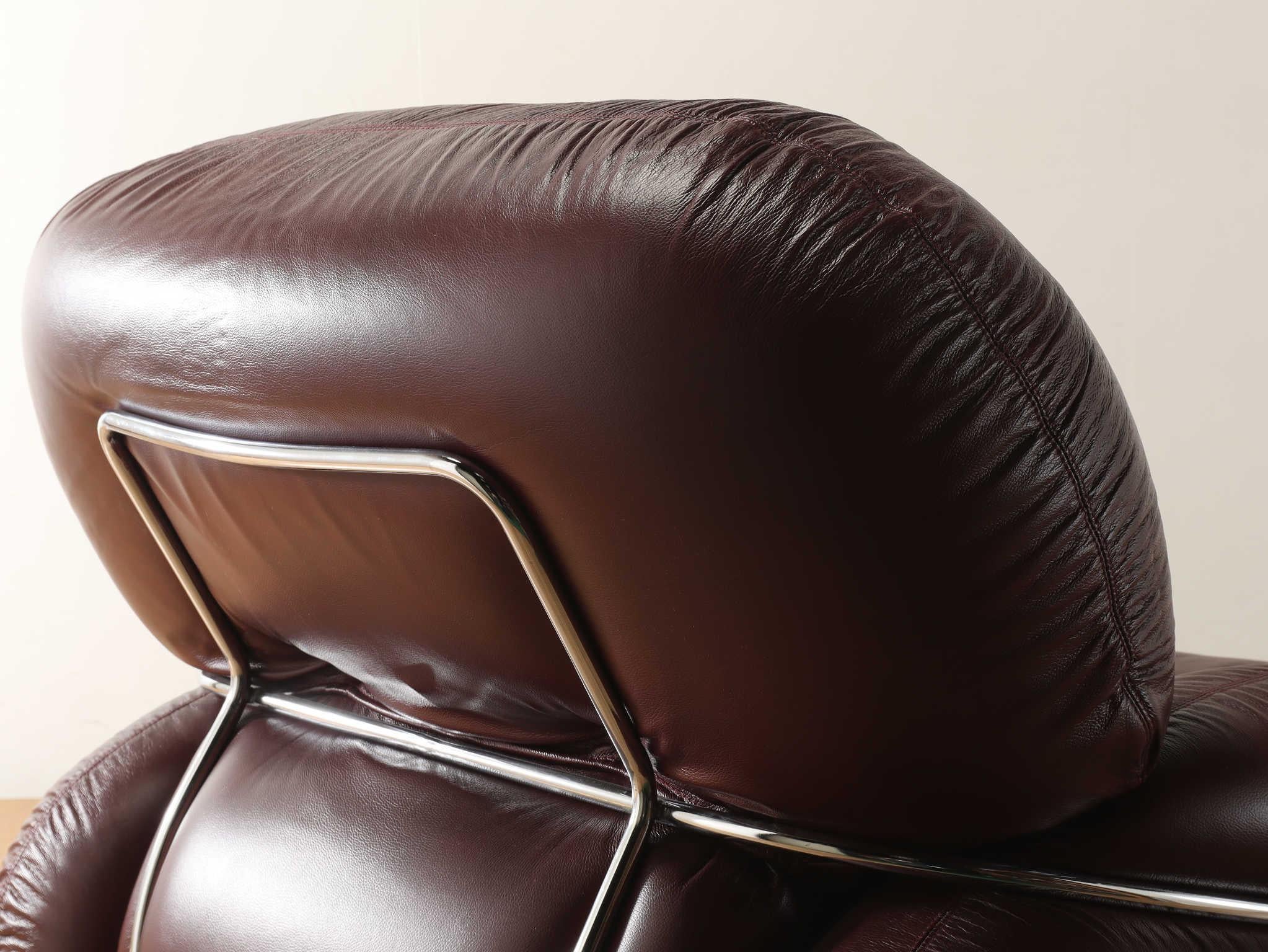 Leather Okay Armchair by Adriano Piazzesi , Italy 1970s 1