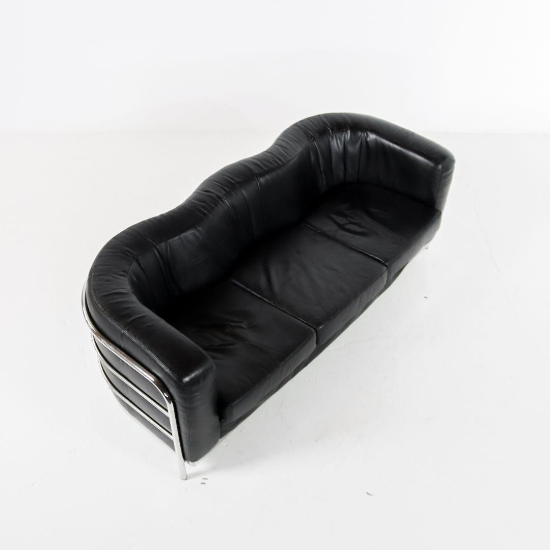 Late 20th Century Leather Onda Three-seater Sofa by De Pas, D'urbino & Lomazzi for Zanotta For Sale
