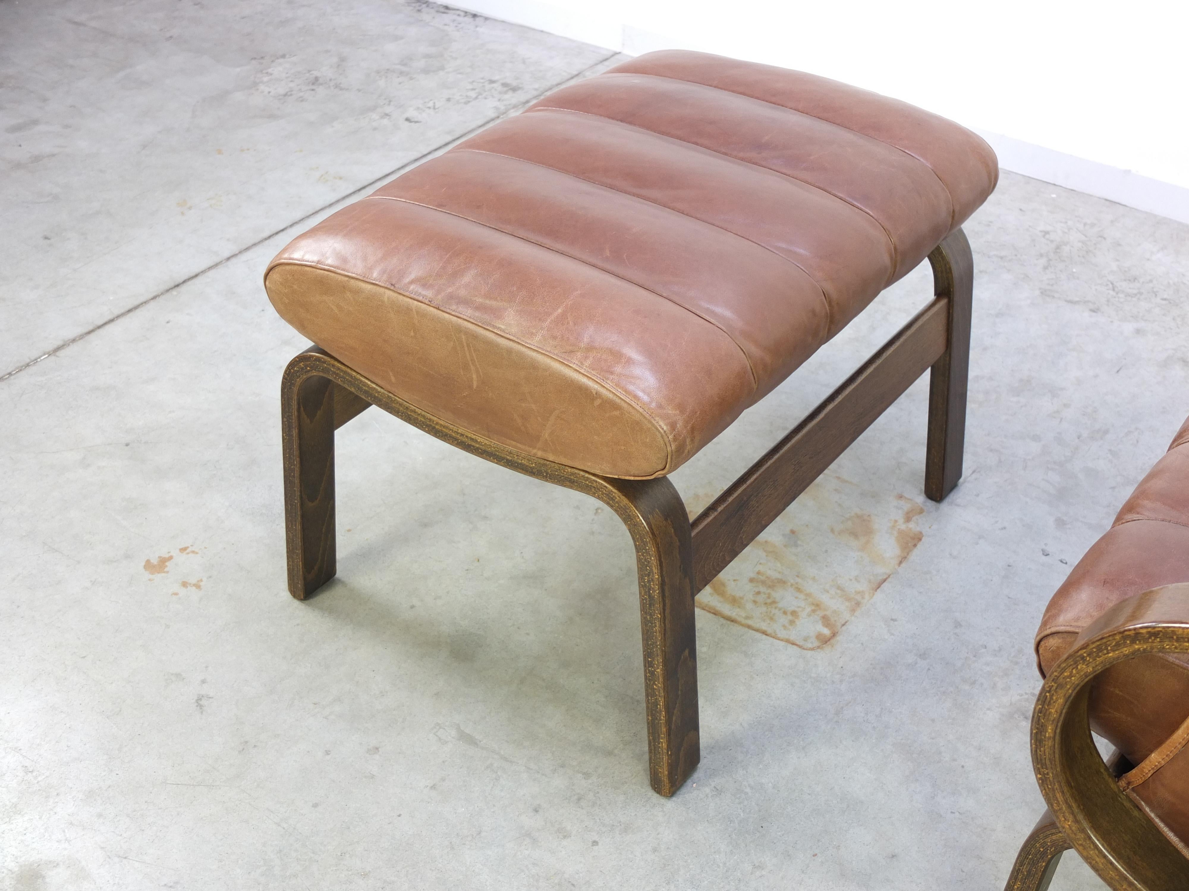 Leather 'Orbit' Lounge Chair with Ottoman by Ingmar Relling for Westnofa, 1960s 2