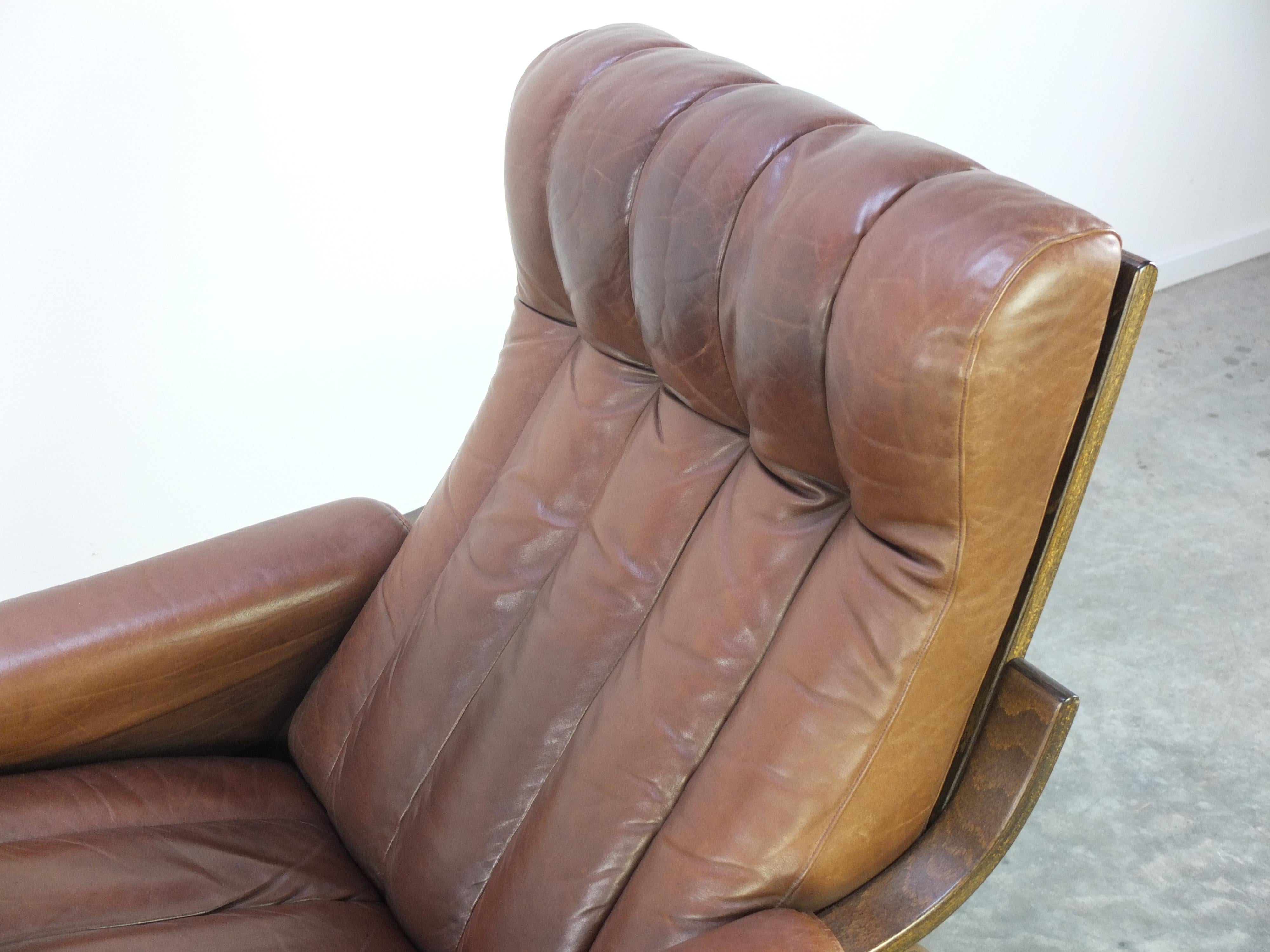 Leather 'Orbit' Lounge Chair with Ottoman by Ingmar Relling for Westnofa, 1960s In Good Condition In Antwerpen, VAN