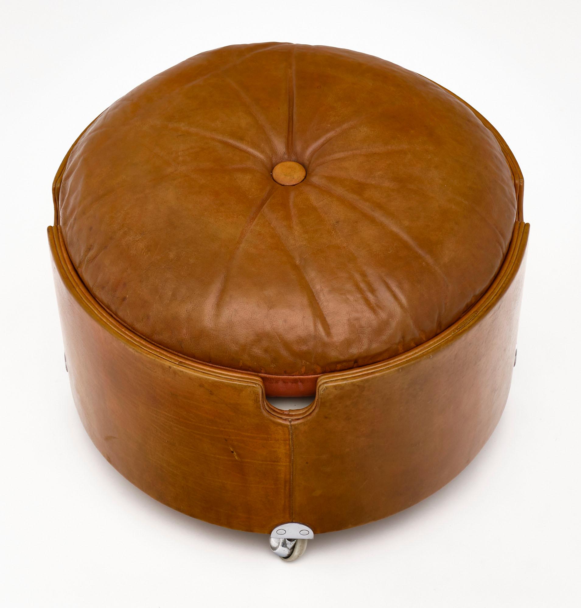 Italian Leather Ottoman by Poltrona Frau