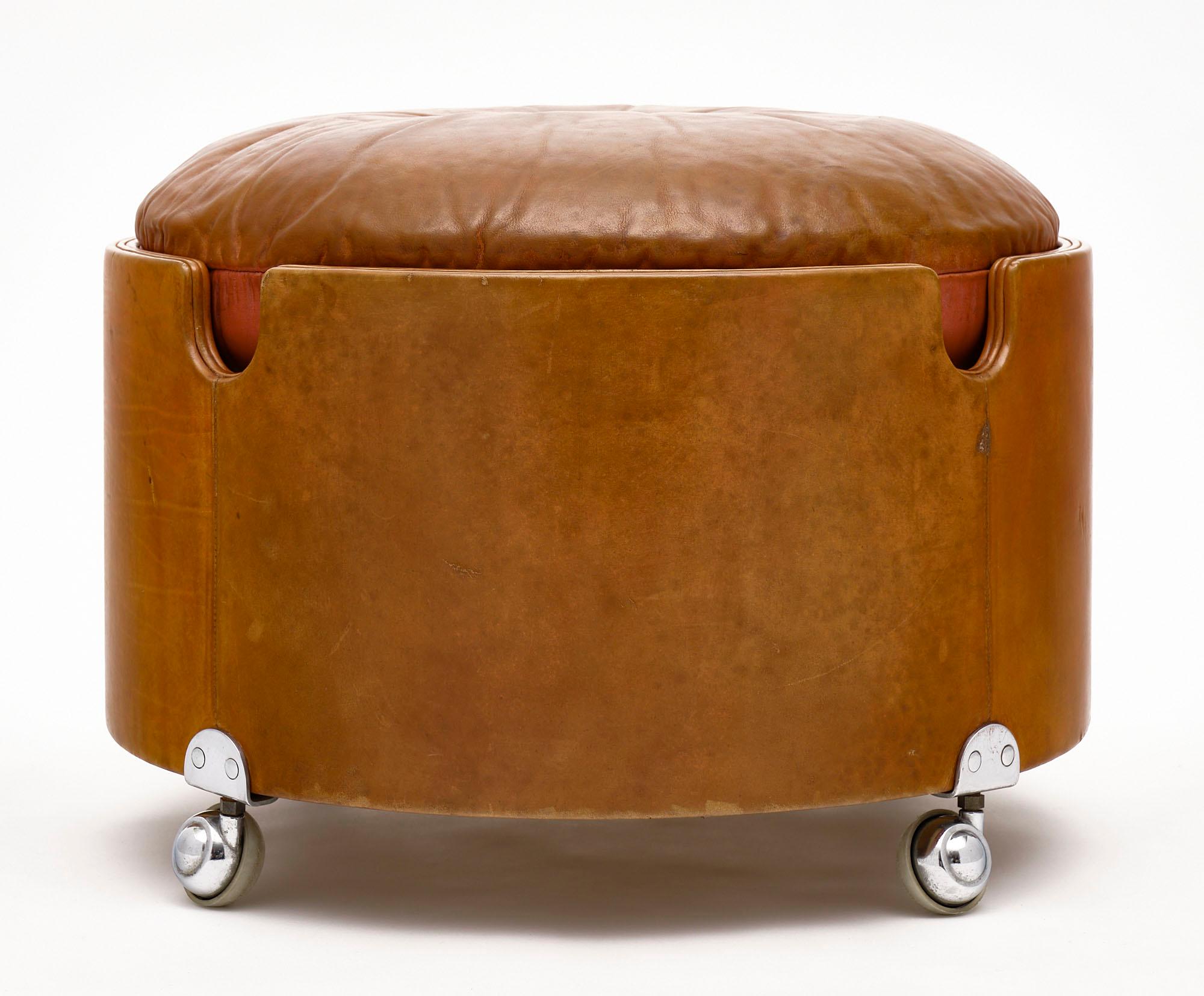 Leather Ottoman by Poltrona Frau In Good Condition In Austin, TX