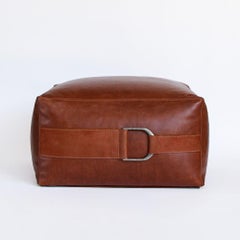 Leather Ottoman in Camel, Large, Talabartero Collection