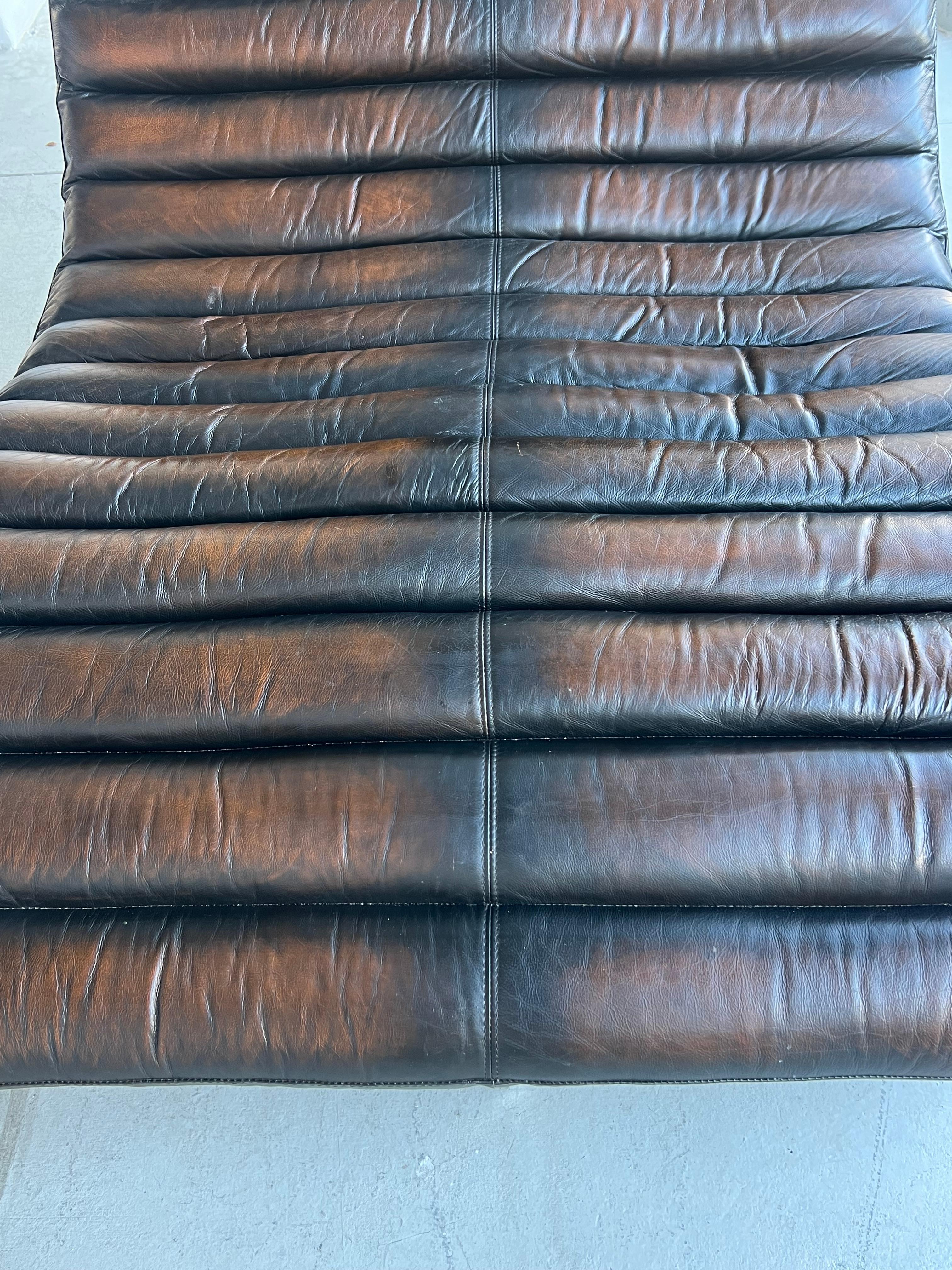 Leather Oviedo Double Chaise Lounge by RH For Sale 4