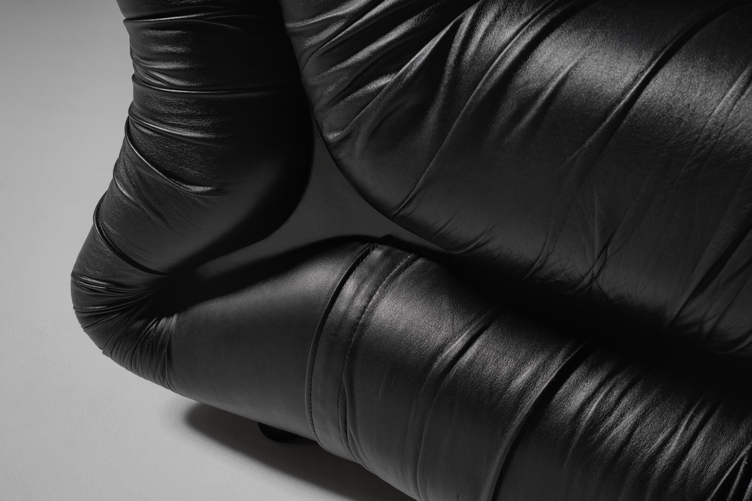 Leather ‘Pagrù’ Lounge Chairs by Claudio Vagnoni for 1P, Italy, 1968 In Good Condition In Rotterdam, ZH