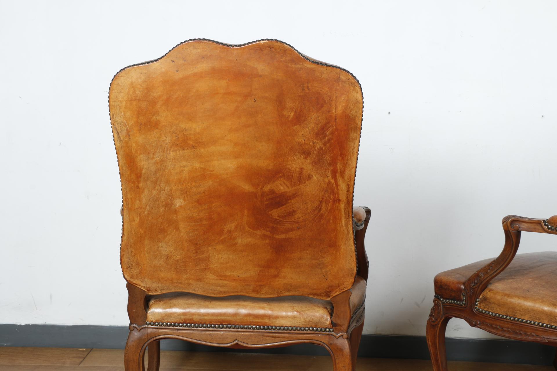 Leather Pair of Bergere Chairs For Sale 4
