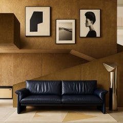 Sofá de 2 plazas de cuero "Palmaria 709" de Vico Magistretti para Cassina, Italia 1980