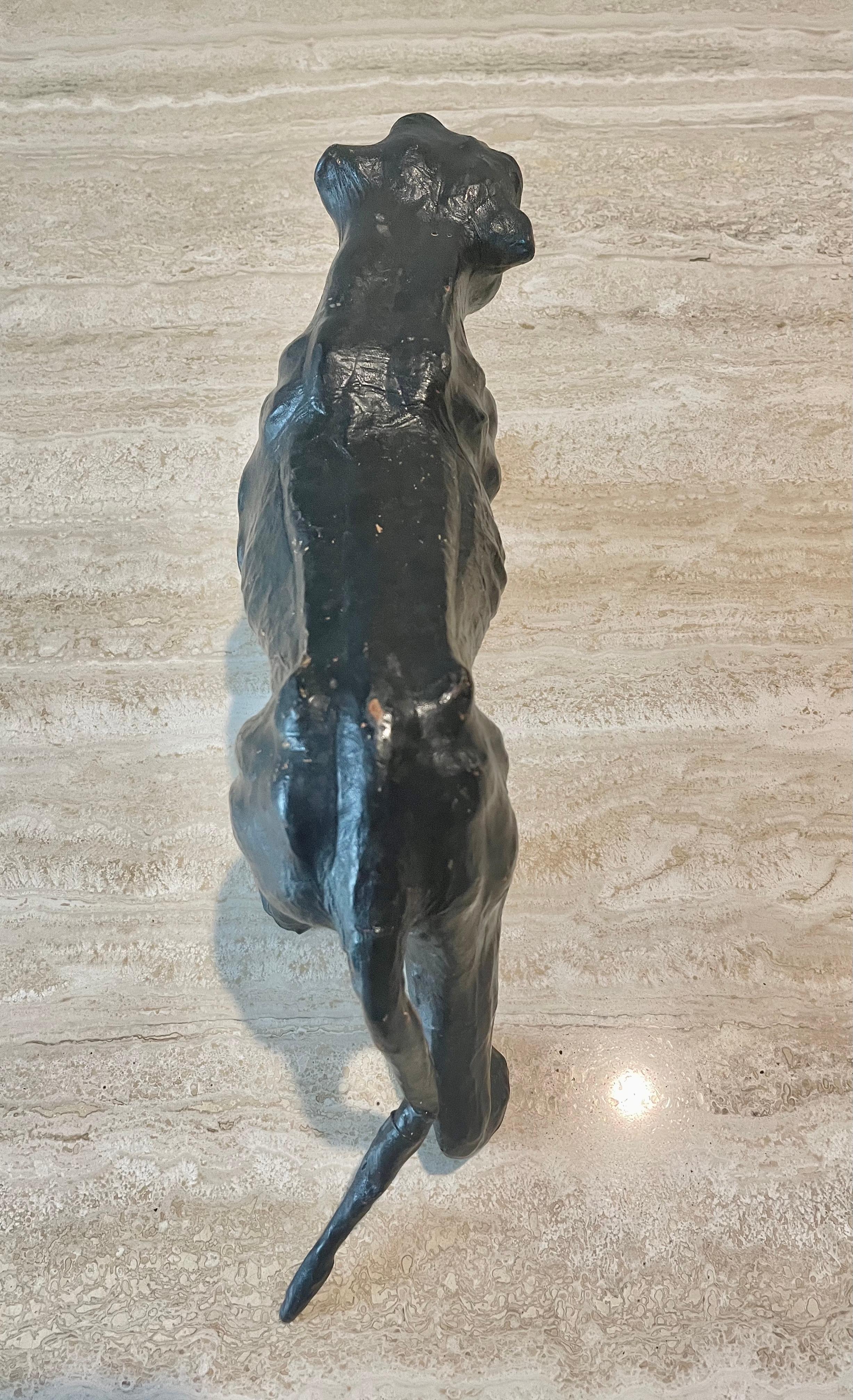 Leather Panther Sculpture In Good Condition For Sale In Denton, TX