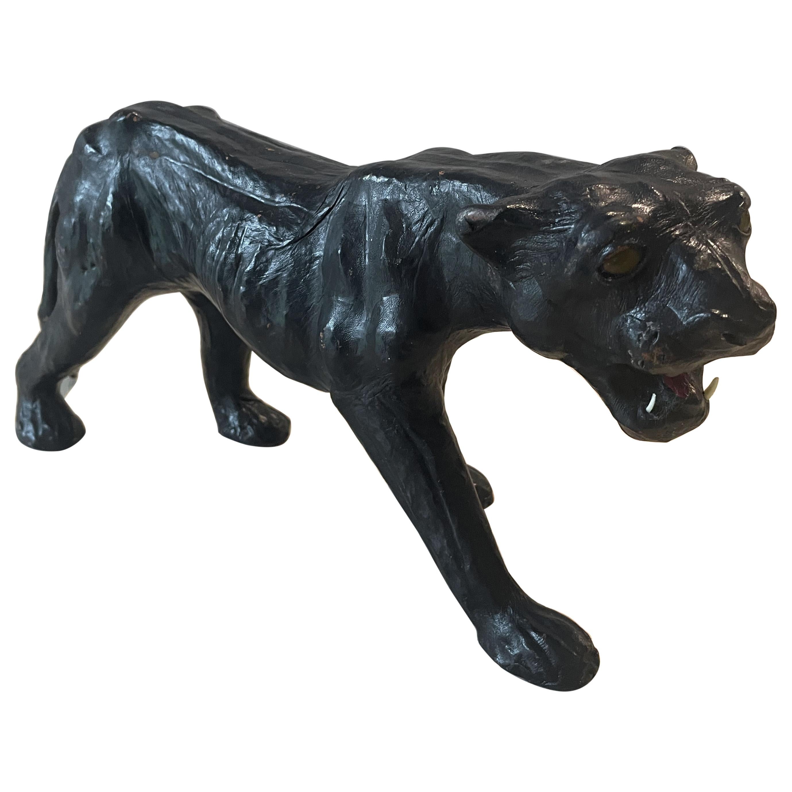 Leather Panther Sculpture For Sale