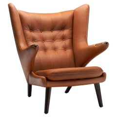 Leather "Papa Bear" Lounge Chair by Hans J. Wegner for AP Stolen, Denmark 1950s