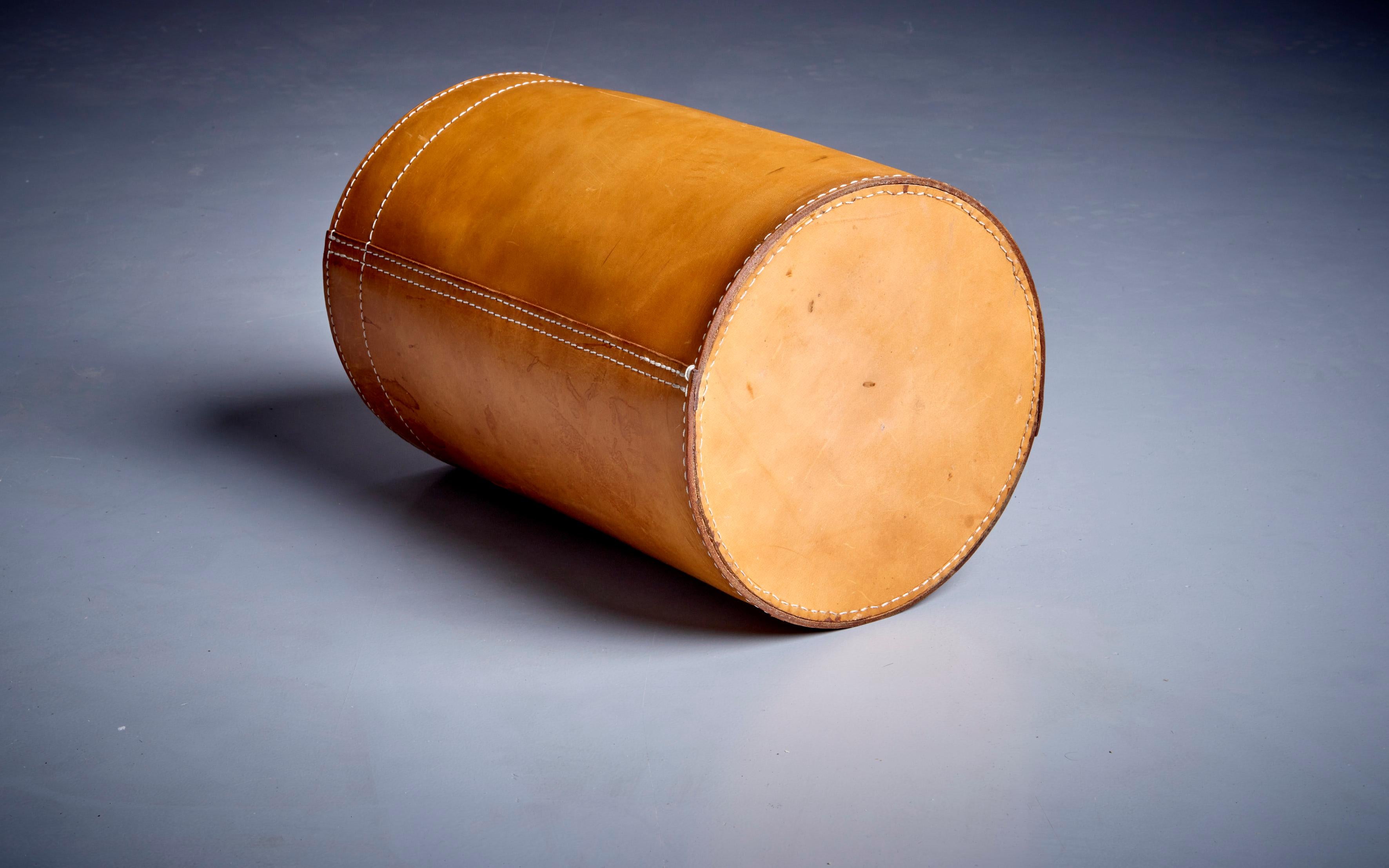 Mid-20th Century Leather Paper Basket, Denmark 1960s
