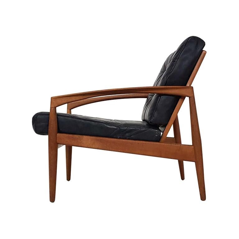 Leather Paper Knife Lounge Chair by Kai Kristiansen for Magnus Olesen Durup 1955