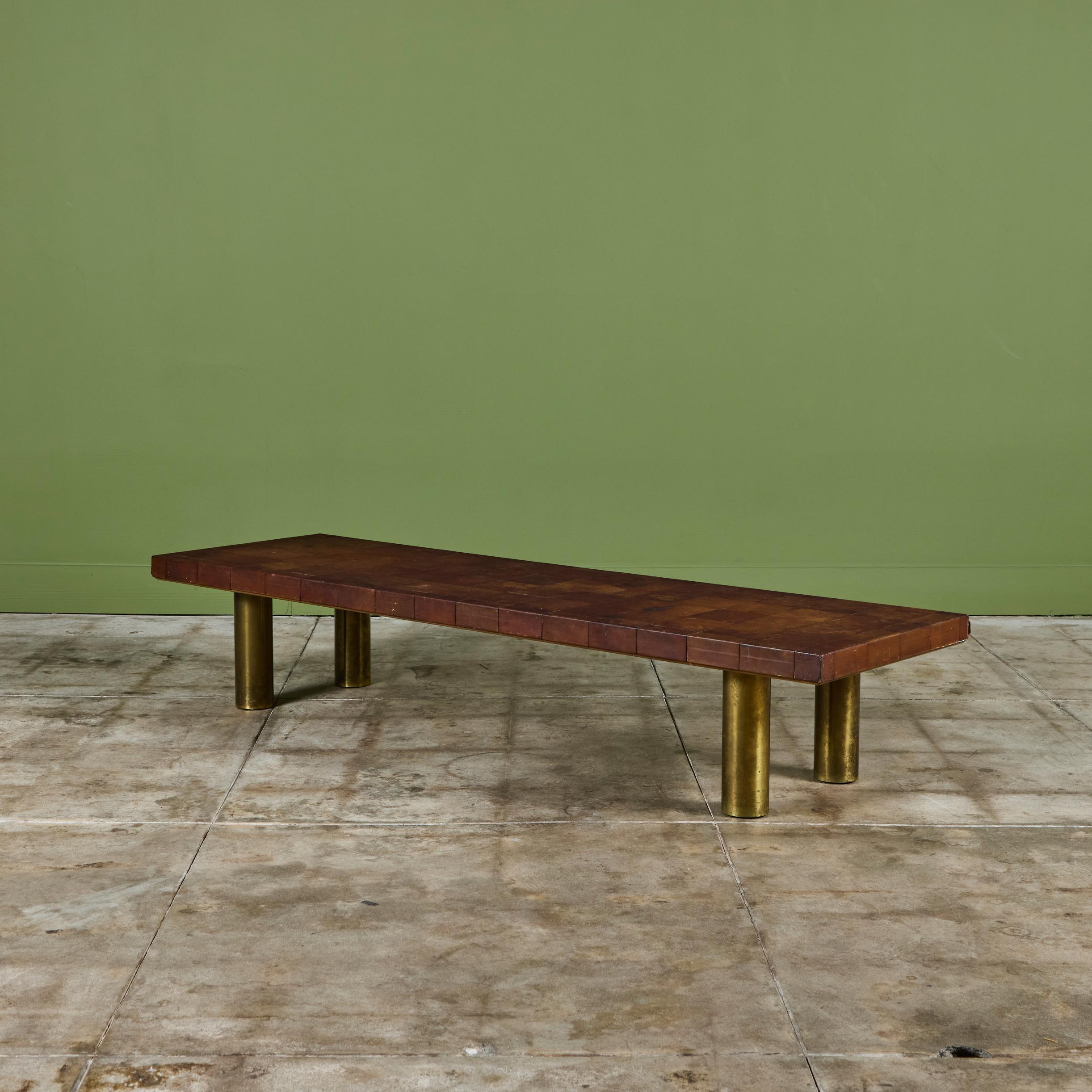 Bert England Leather Patchwork Coffee Table for Johnson Furniture 3