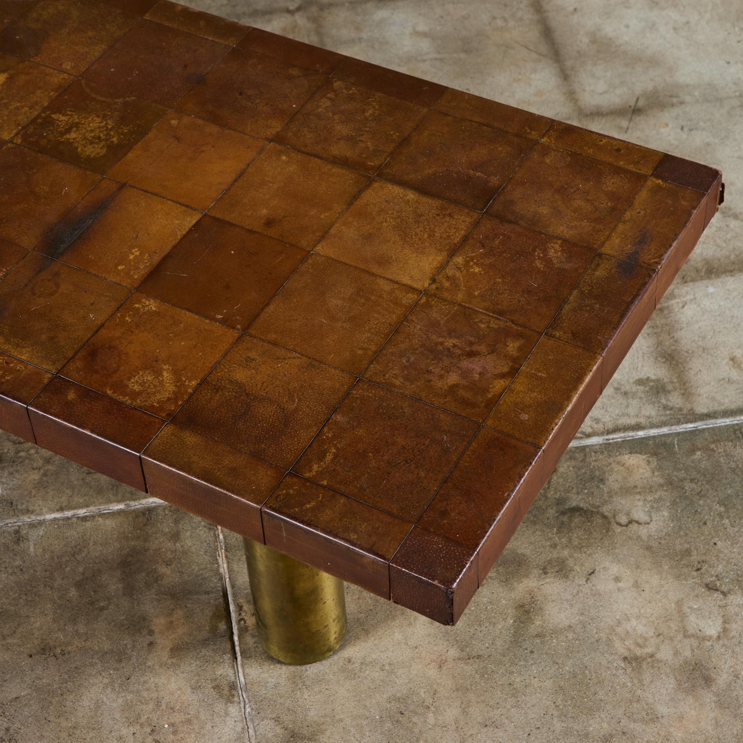 Bert England Leather Patchwork Coffee Table for Johnson Furniture 4