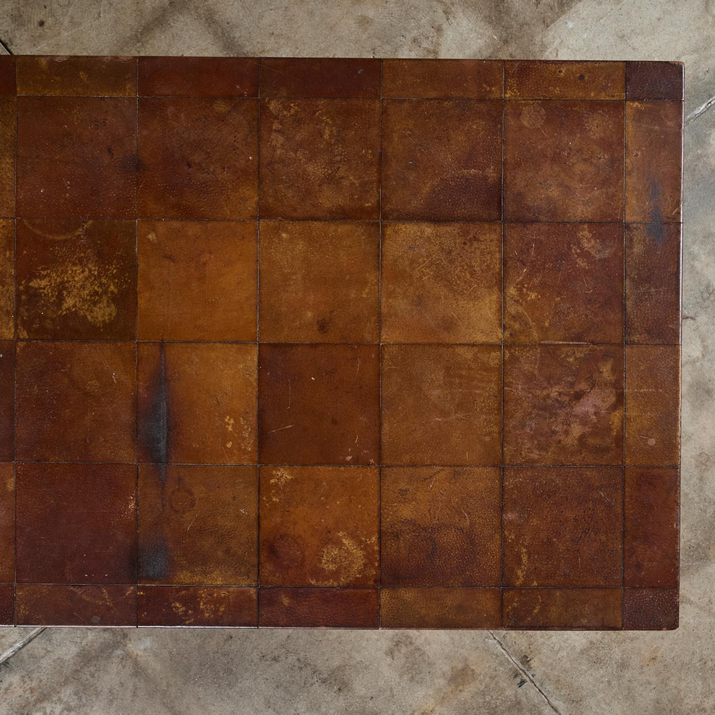 Bert England Leather Patchwork Coffee Table for Johnson Furniture 6