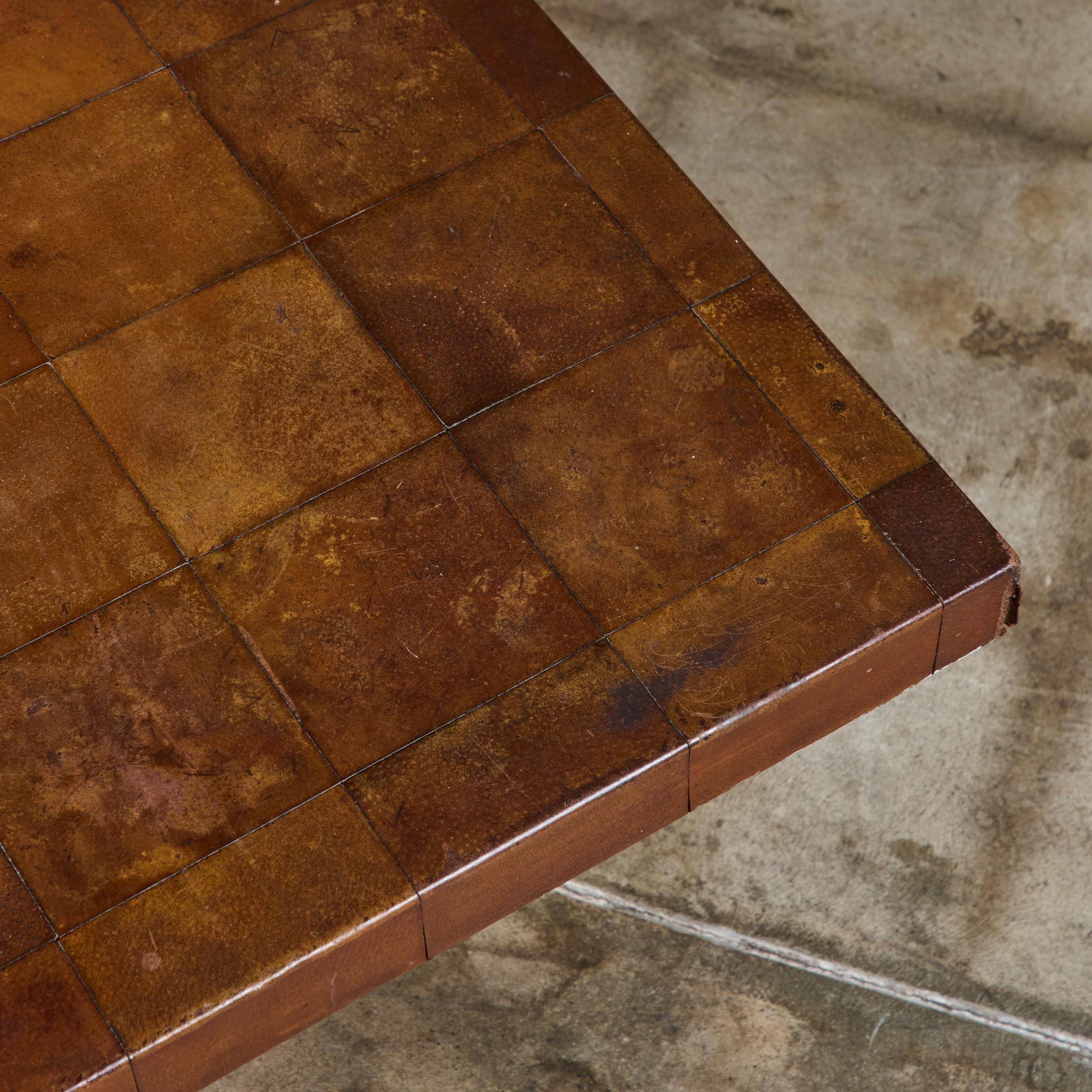 Bert England Leather Patchwork Coffee Table for Johnson Furniture 7