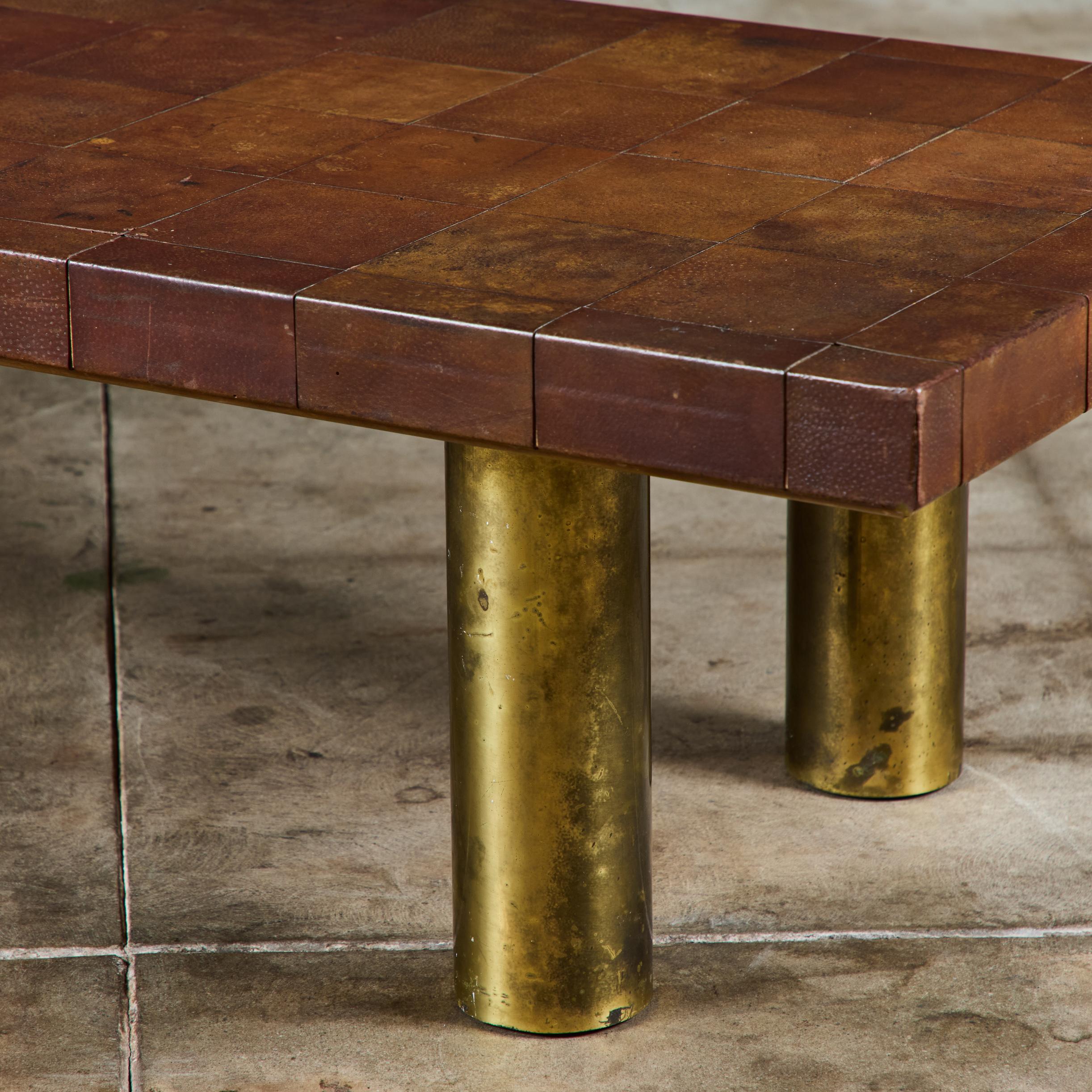 Bert England Leather Patchwork Coffee Table for Johnson Furniture 8
