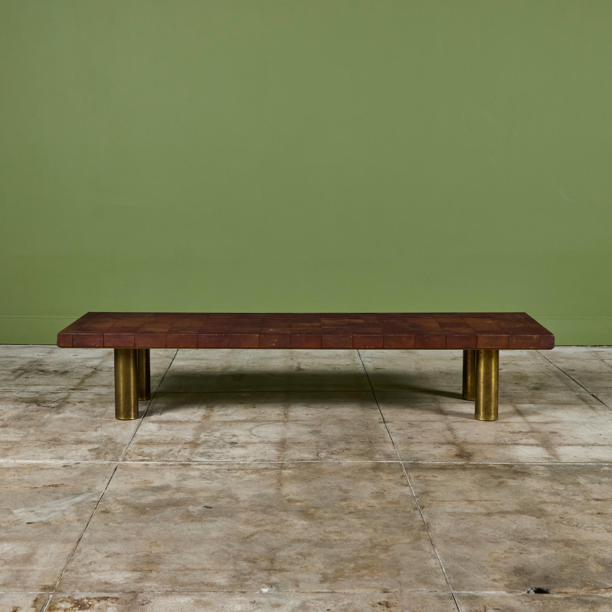 American Bert England Leather Patchwork Coffee Table for Johnson Furniture