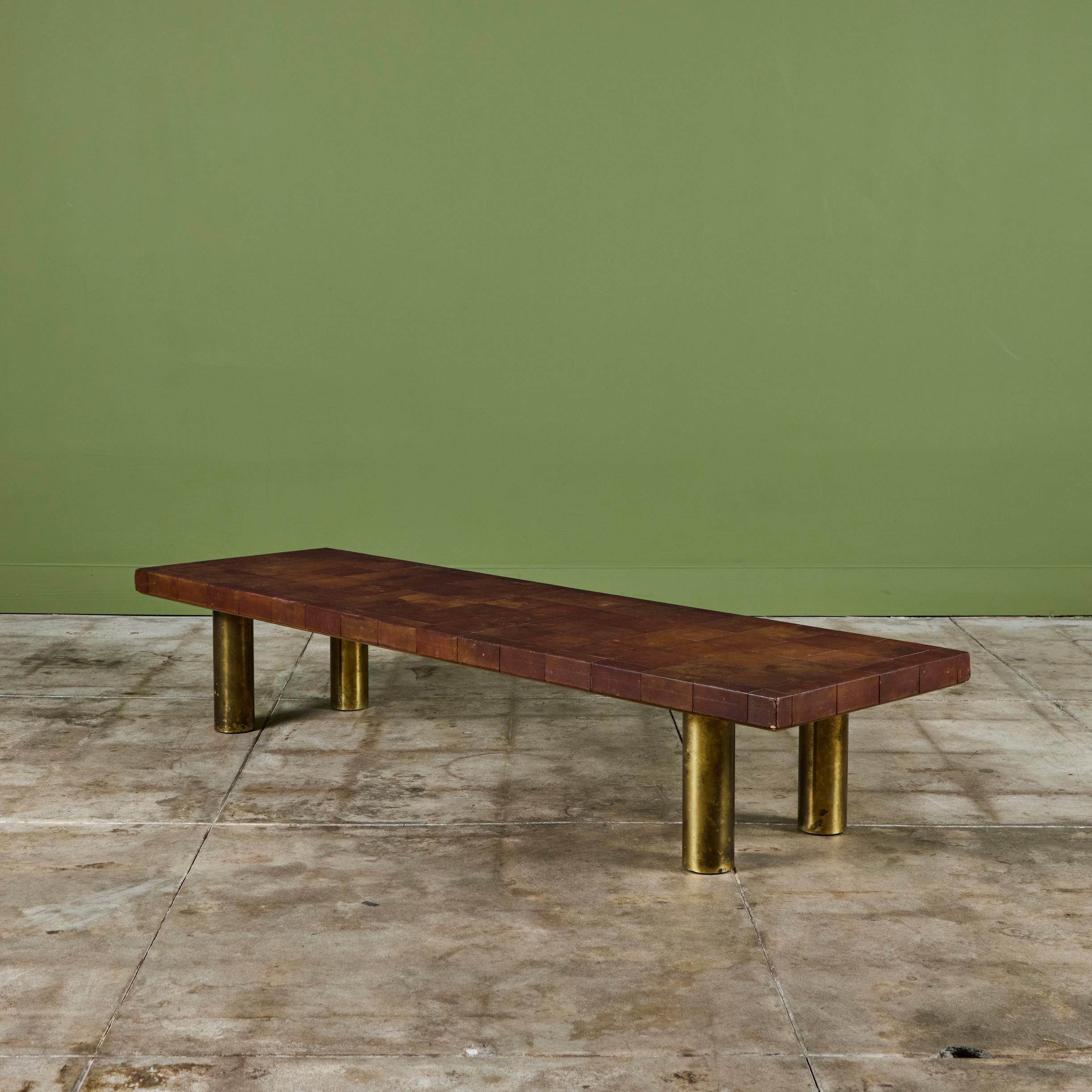 Mid-20th Century Bert England Leather Patchwork Coffee Table for Johnson Furniture