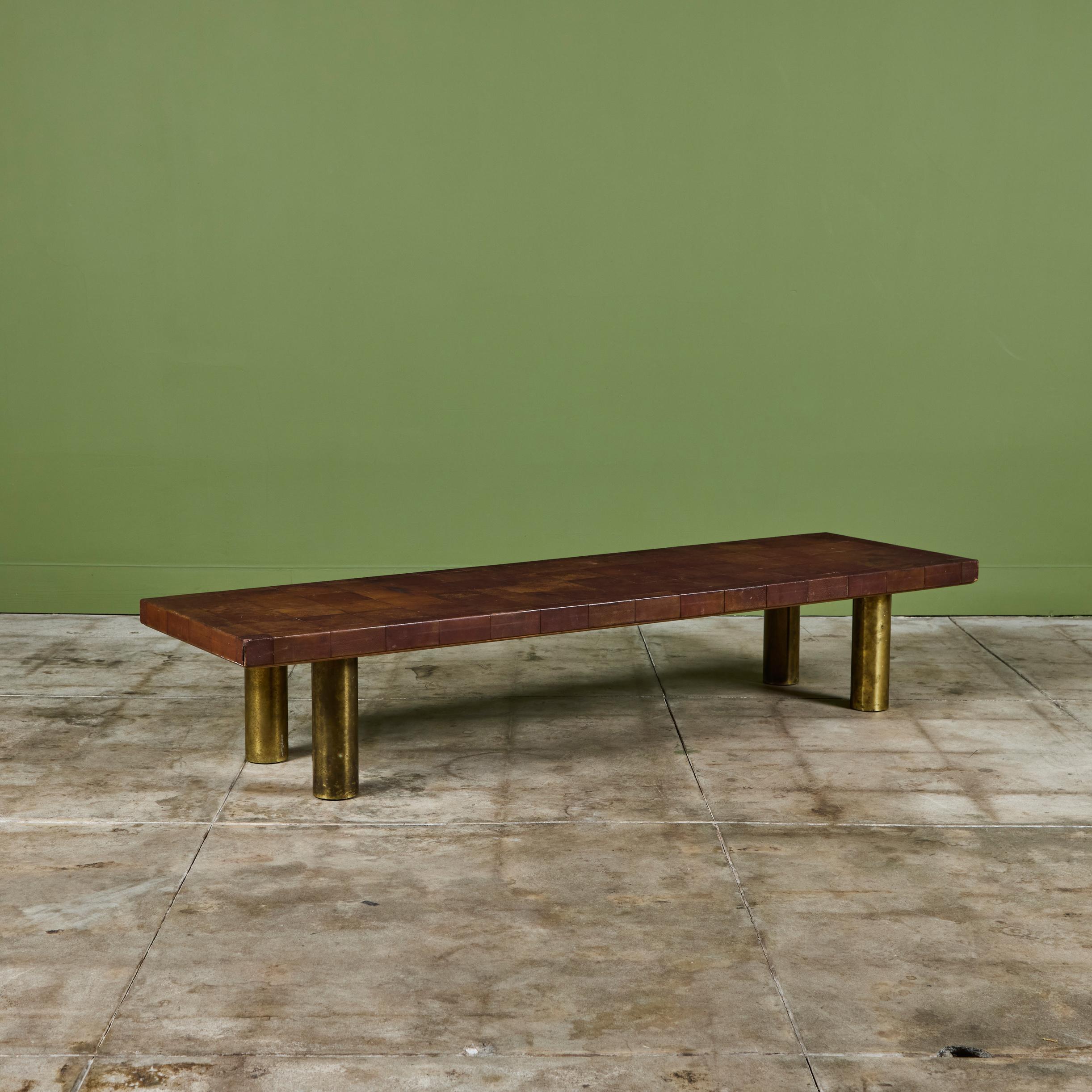 Bert England Leather Patchwork Coffee Table for Johnson Furniture 1