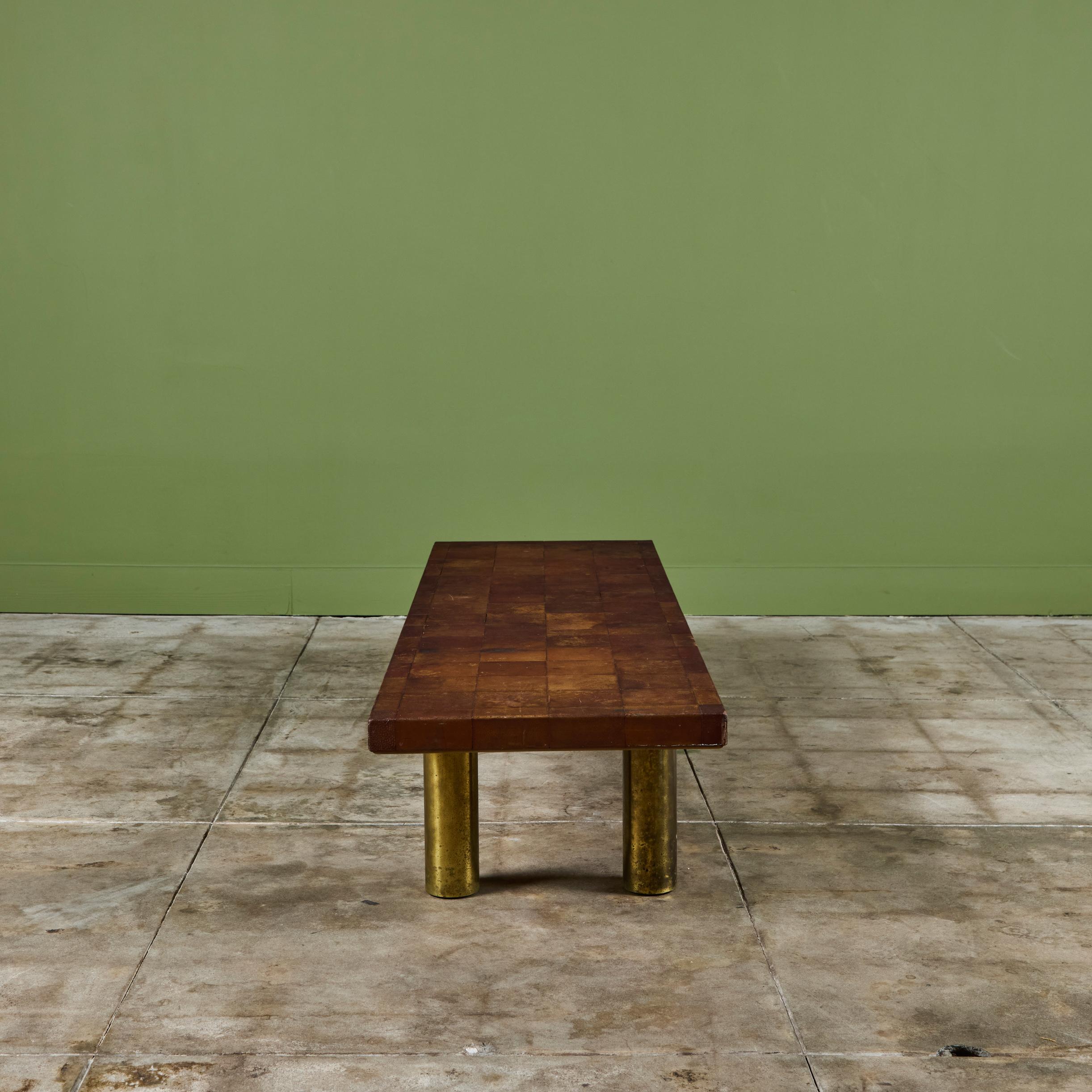 Bert England Leather Patchwork Coffee Table for Johnson Furniture 2